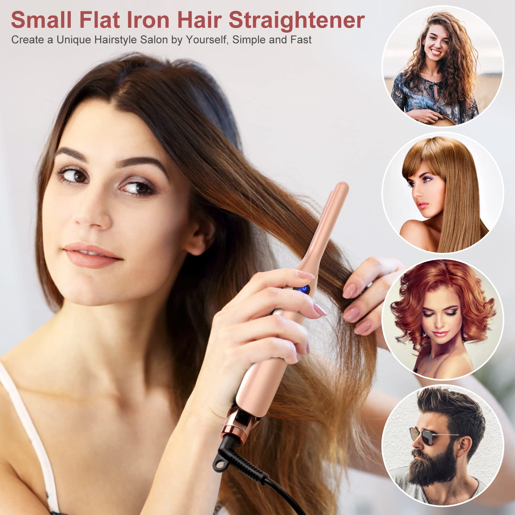 JAETON mini flat iron designed for beard styling and clean lines