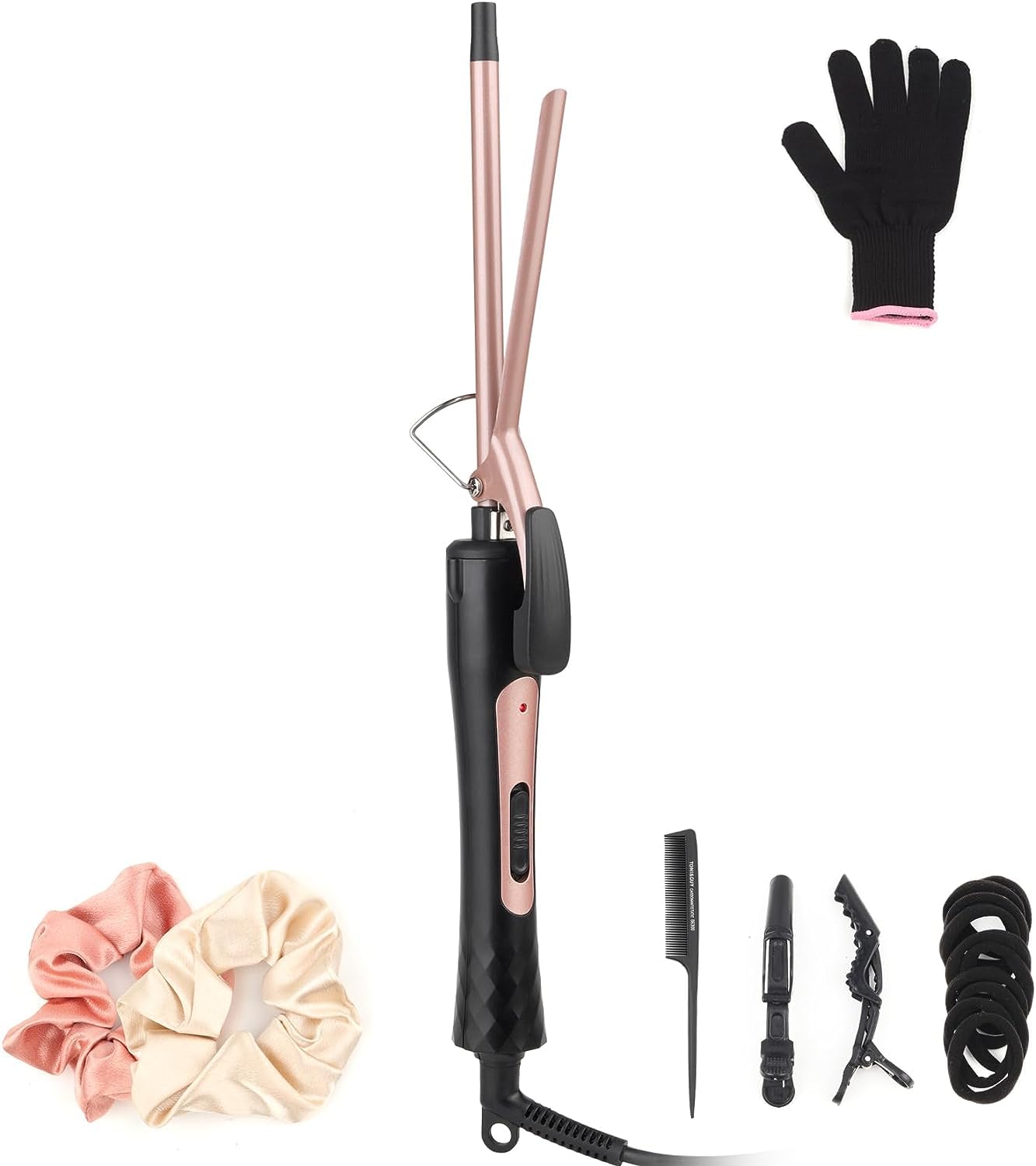 JAETON thin curling iron 9mm barrel delivers tight curls with even heat.