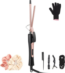 JAETON thin curling iron 9mm barrel delivers tight curls with even heat.