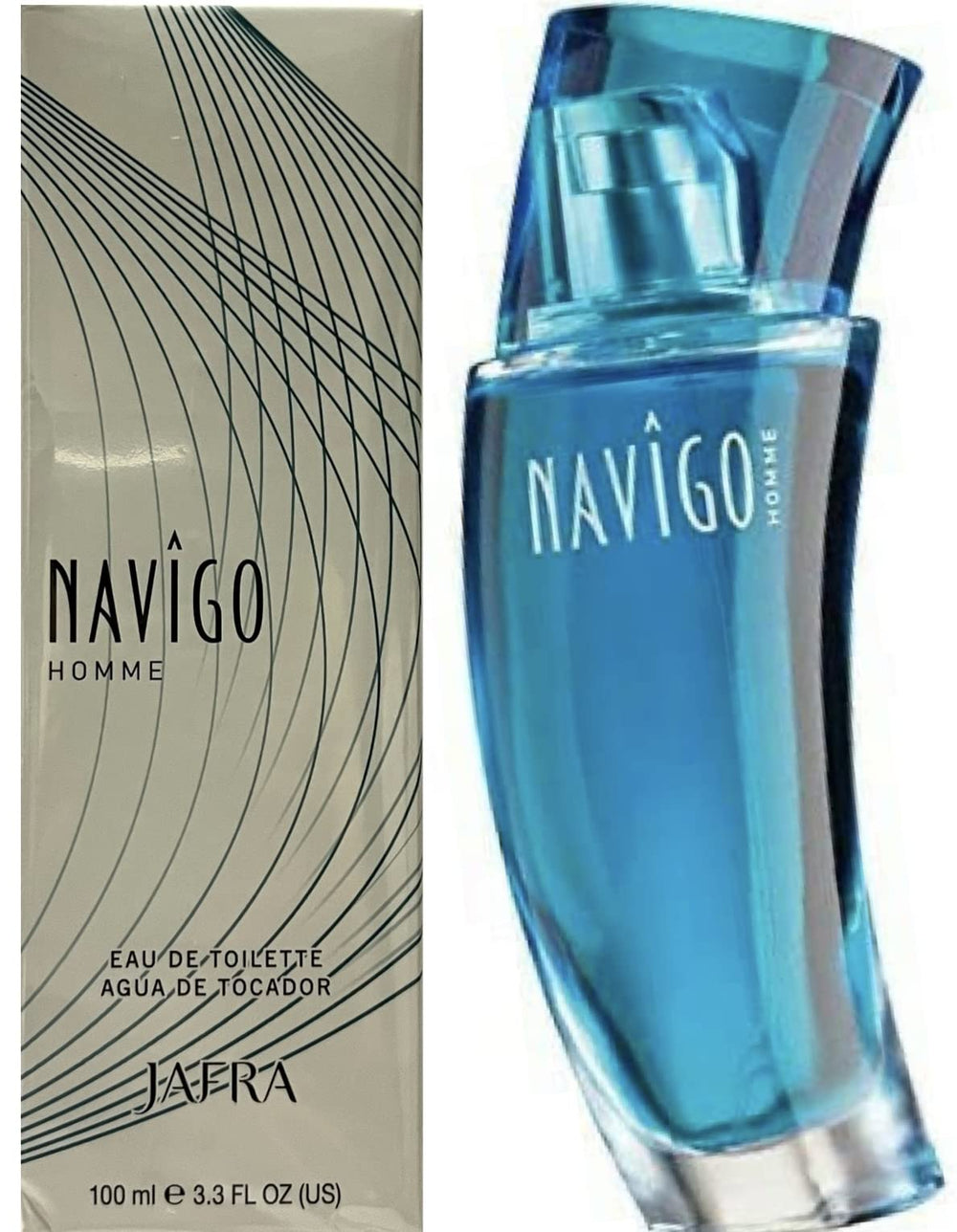 Jafra Navigo Homme EDT bottle with a sleek design for daily wear.