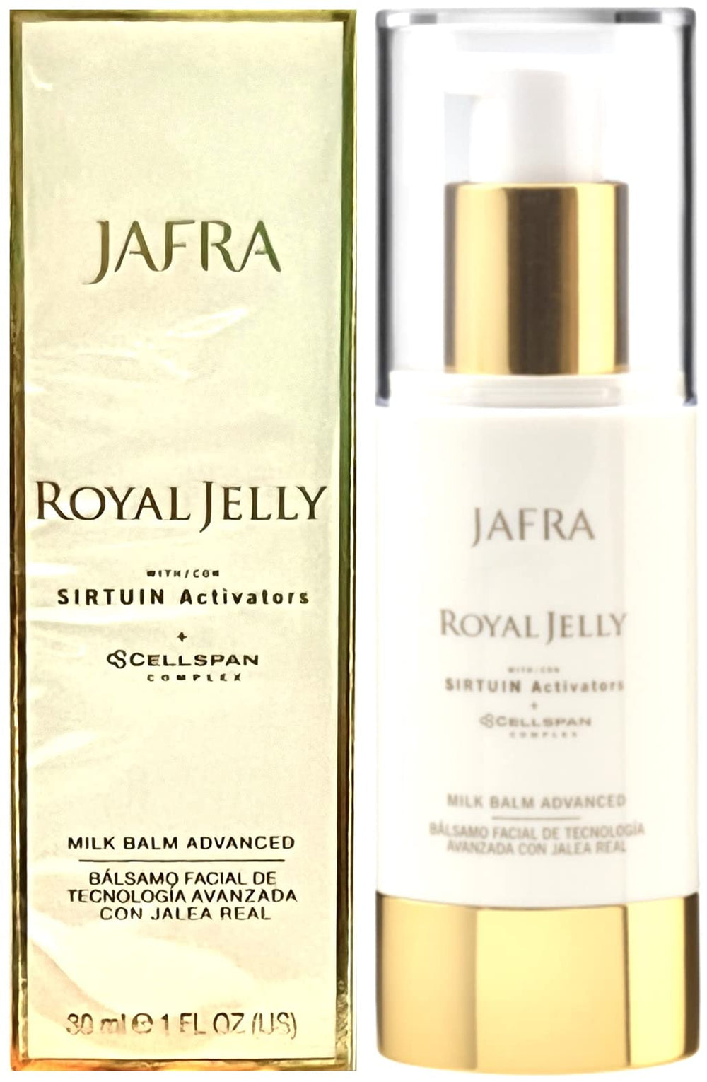 Jafra Royal Jelly Milk Balm jar close-up shows creamy hydration for radiant skin.