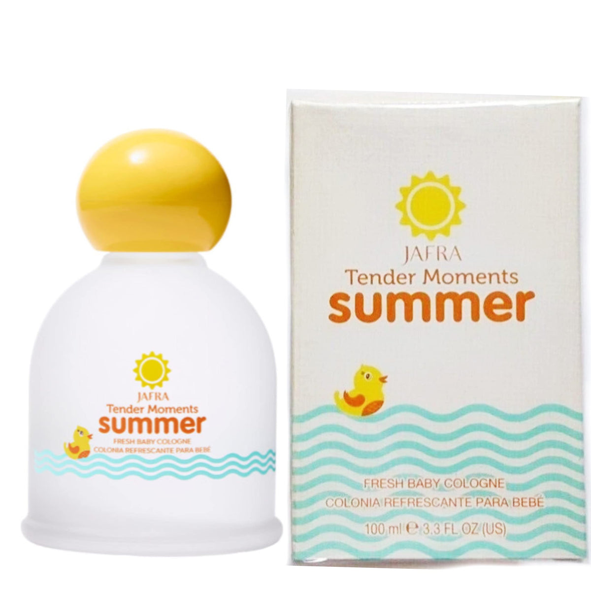 JAFRA Tender Moments Summer Fresh Baby Cologne bottle closeup, light refreshing scent for babies