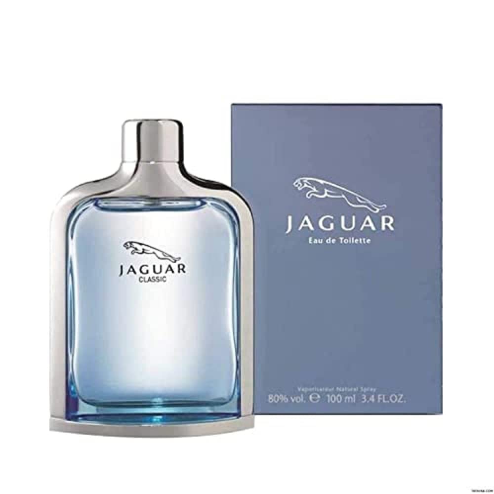 Jaguar Classic Blue bottle front, elegant design for everyday confidence.