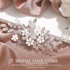 Jakawin 6.7-inch silver bridal comb fits long hair with secure grip.