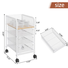 Jakyitvi rolling makeup cart side view highlights narrow profile for tight spaces.