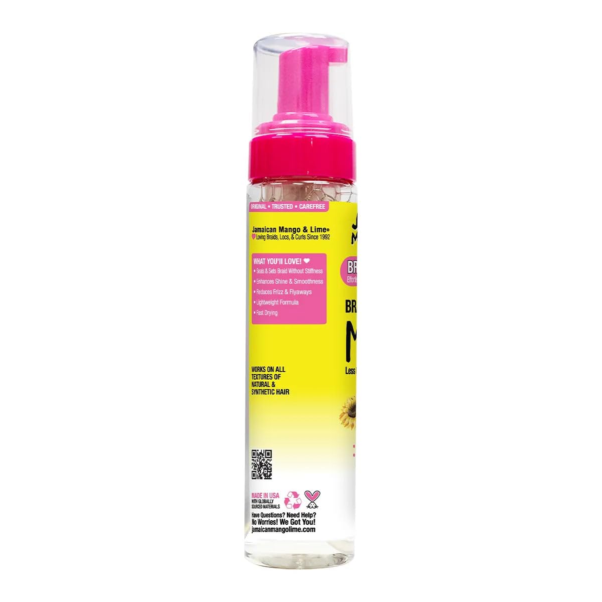 Jamaican Mango & Lime Braids Your Way Mousse humidity-frizz illustrates lasting manageability.