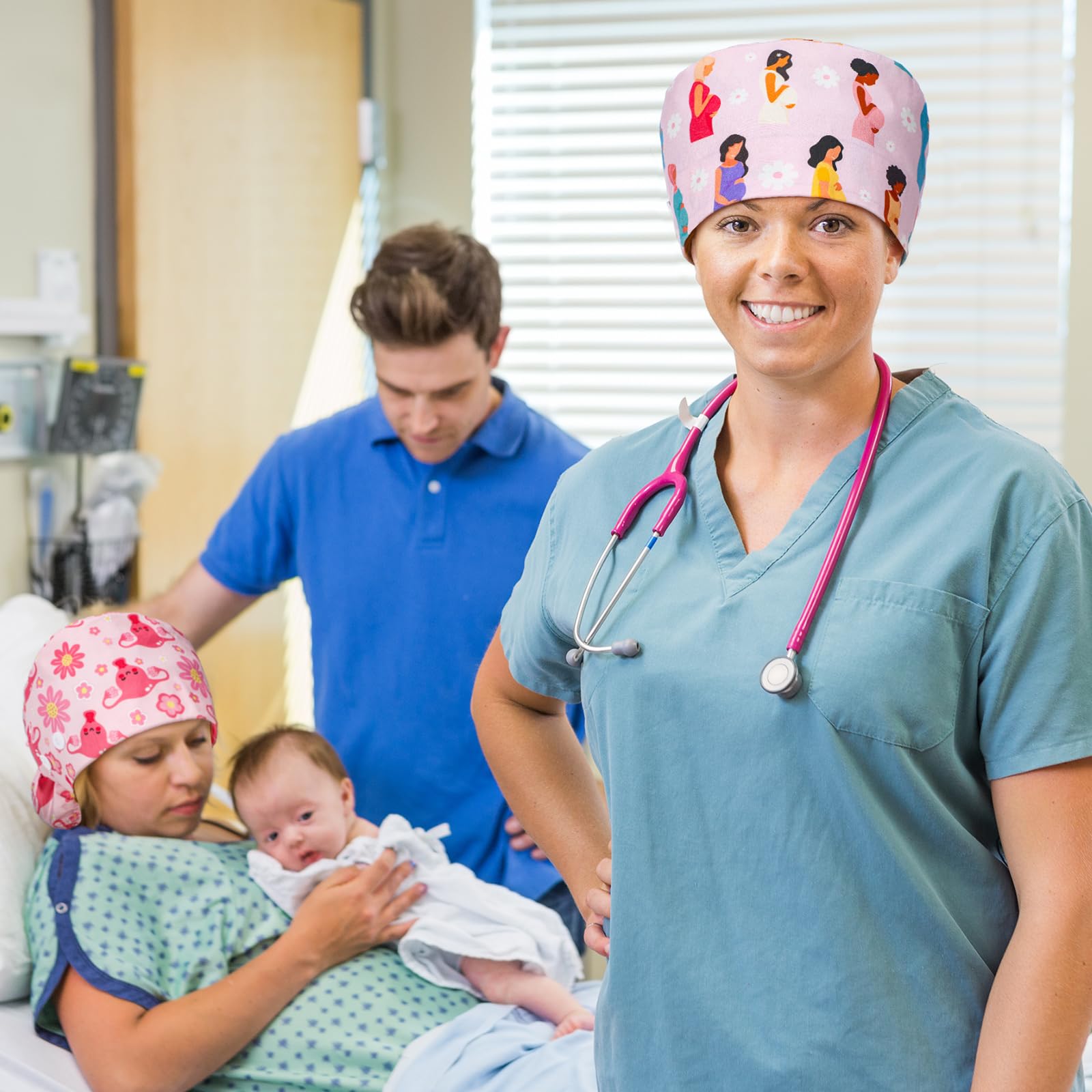 Jamntower cotton breathable material scrub cap provides comfortable all-day wear.