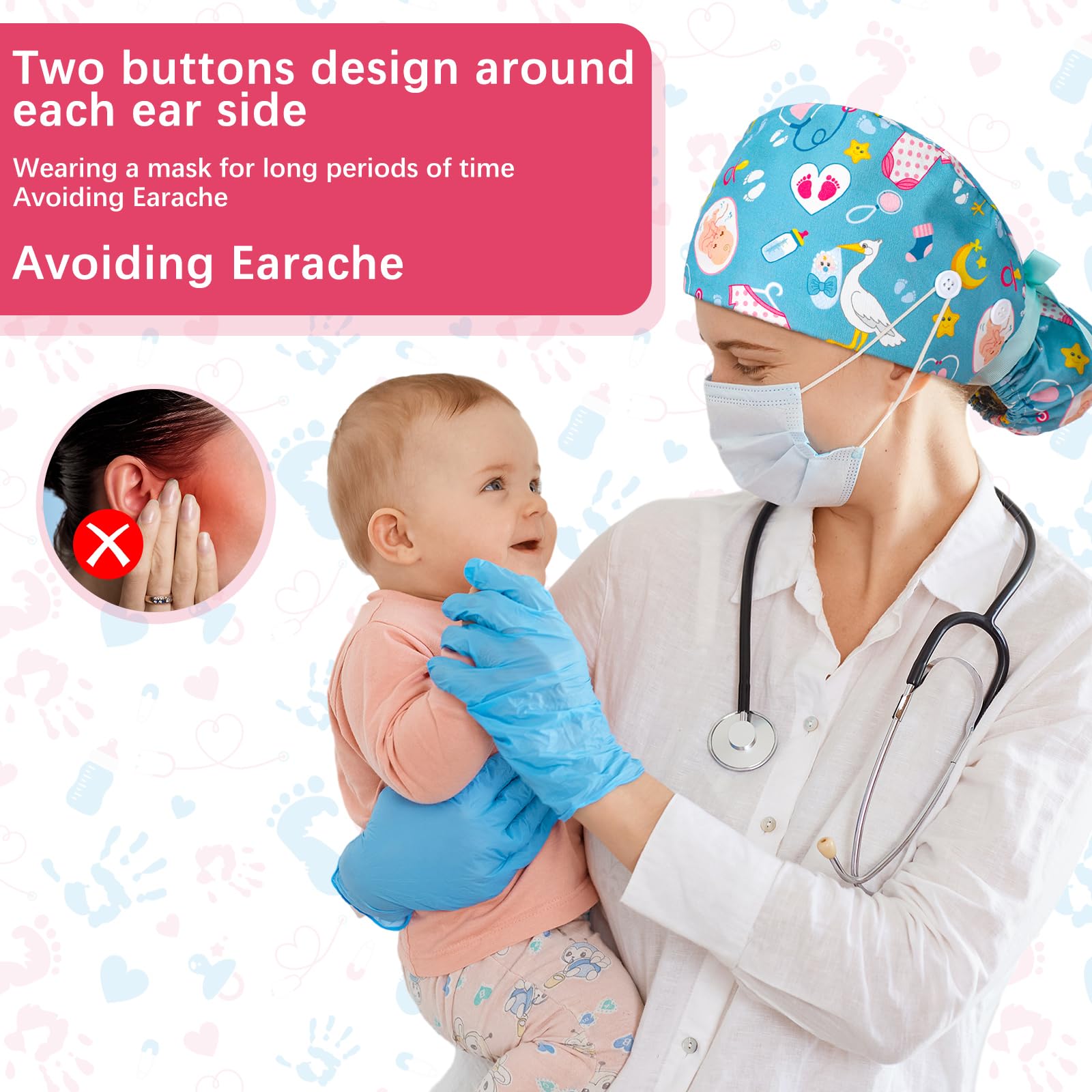 Jamntower sweatband scrub cap with forehead towel to manage moisture.