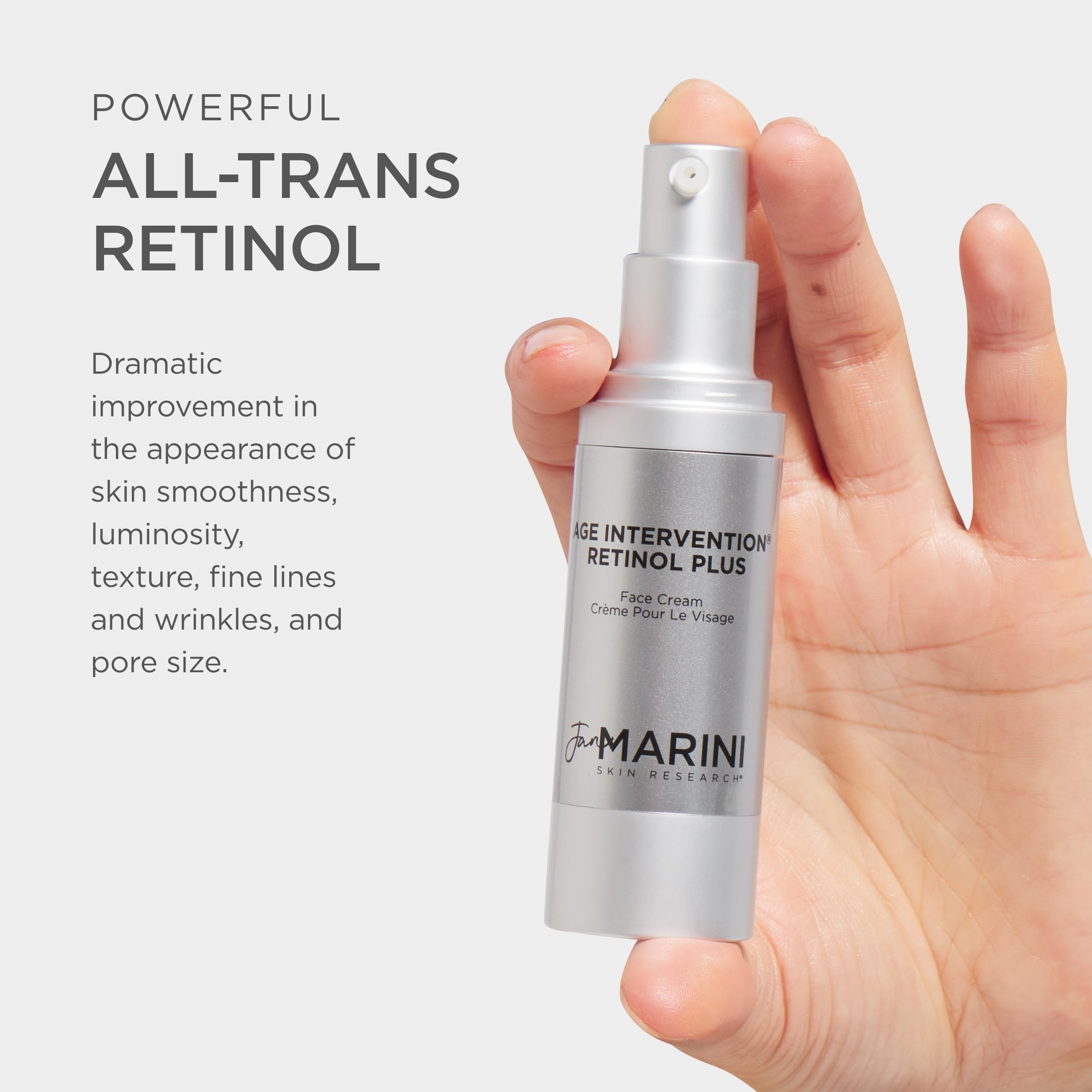 Jan Marini Age Intervention Retinol Plus with peptides and green tea supports firming.