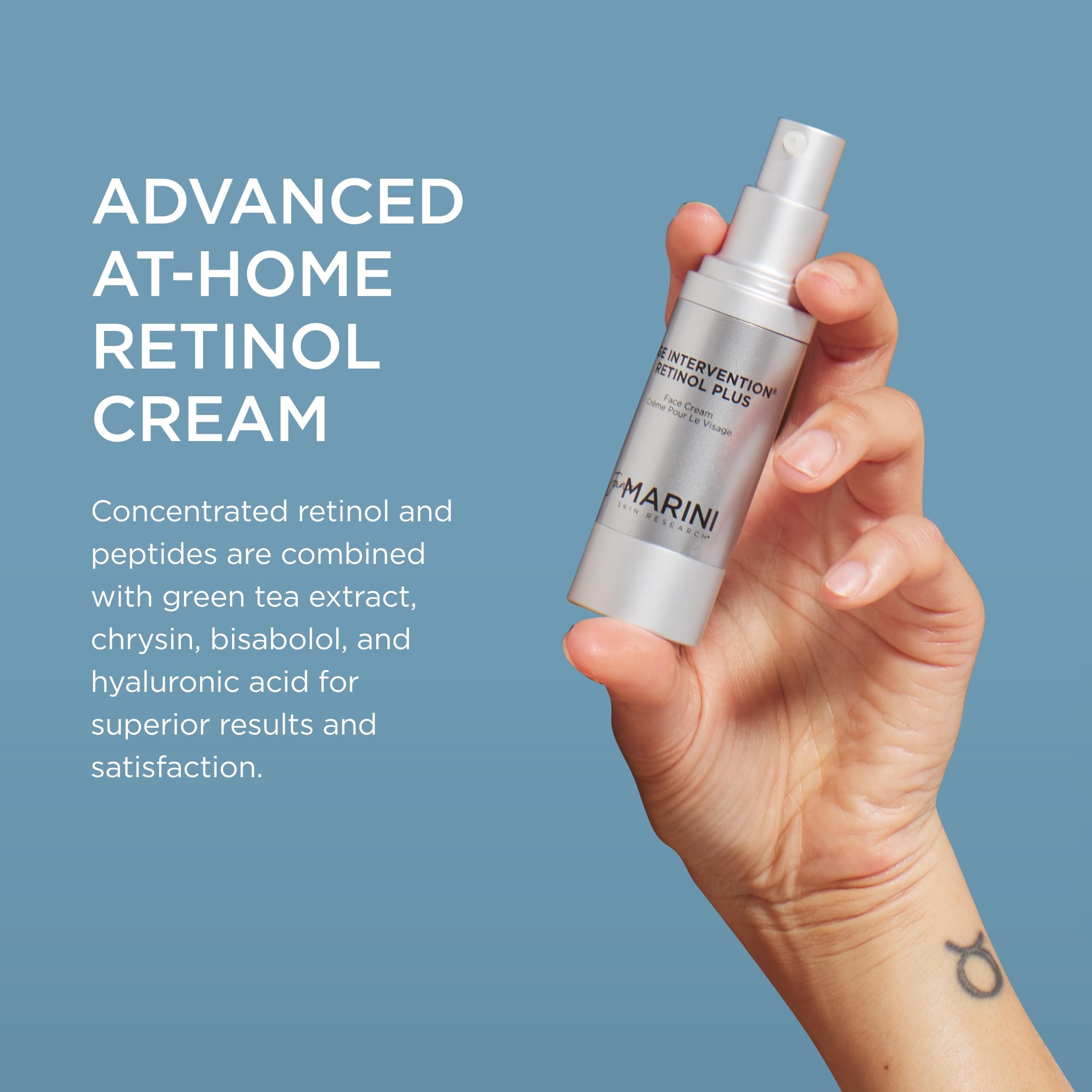 Jan Marini Age Intervention Retinol Plus ingredients include hyaluronic acid for hydration.