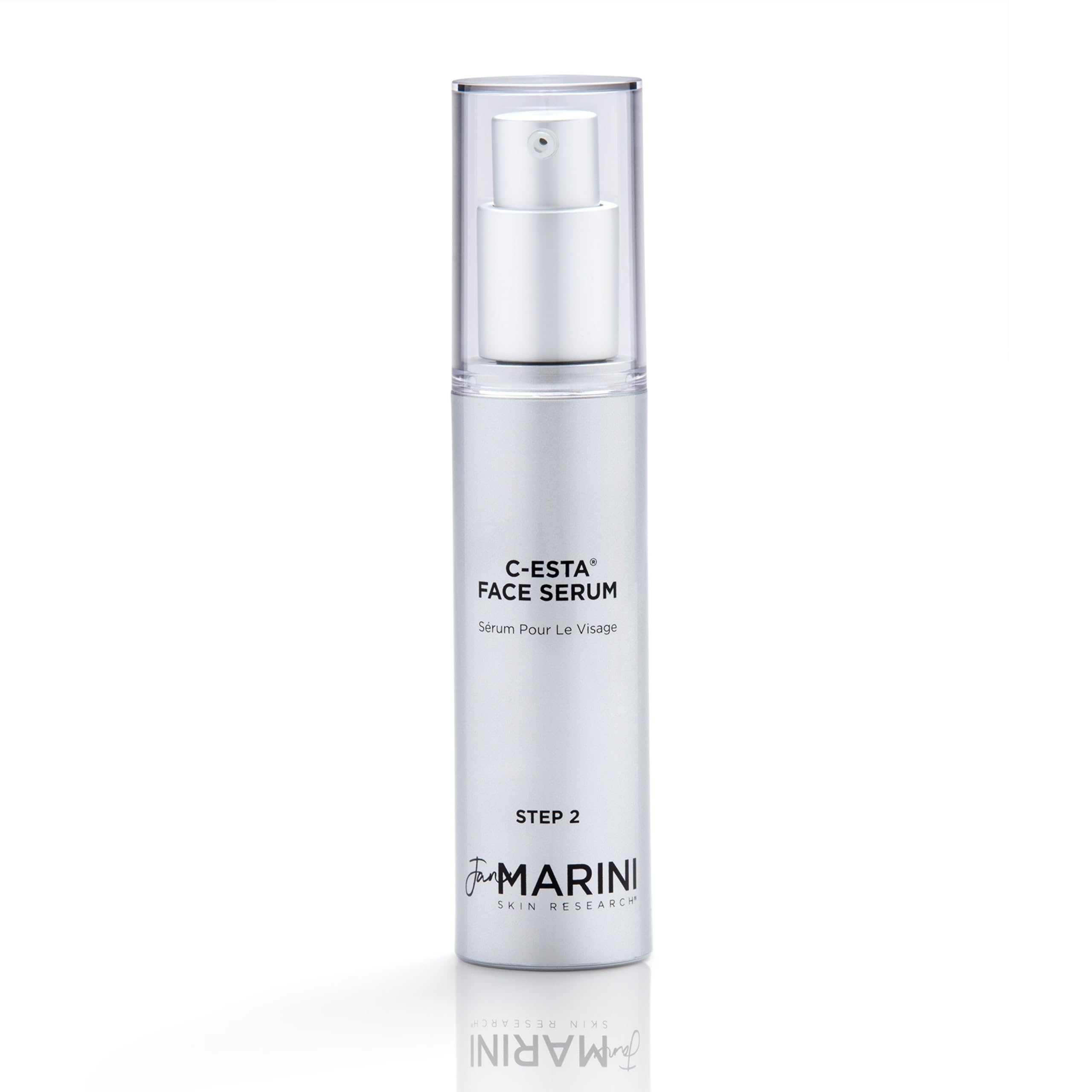 Jan Marini C-ESTA Serum bottle closeup highlighting lifting and firming potential.