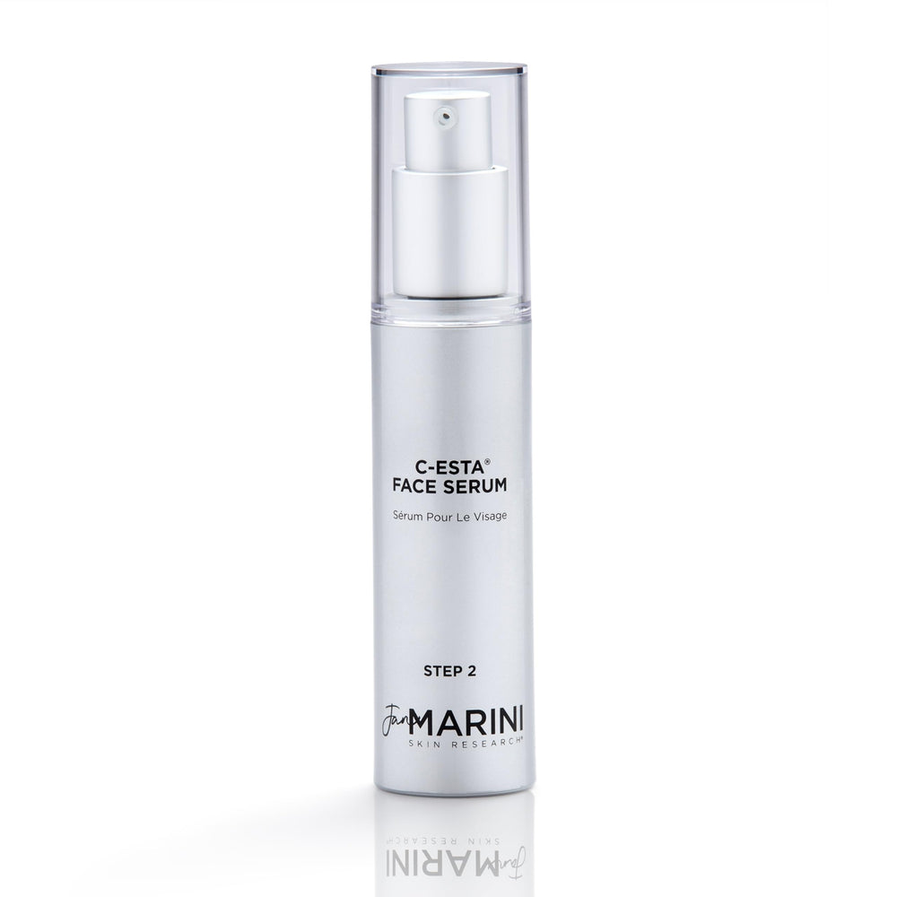 Jan Marini C-ESTA Serum bottle closeup highlighting lifting and firming potential.