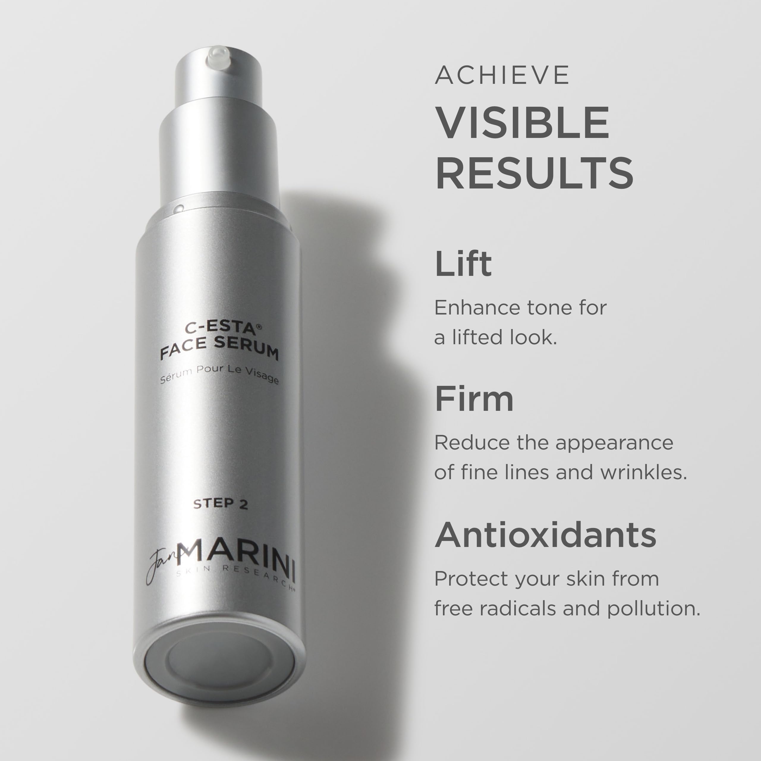 Jan Marini C-ESTA Serum texture on fingertip for smooth application.