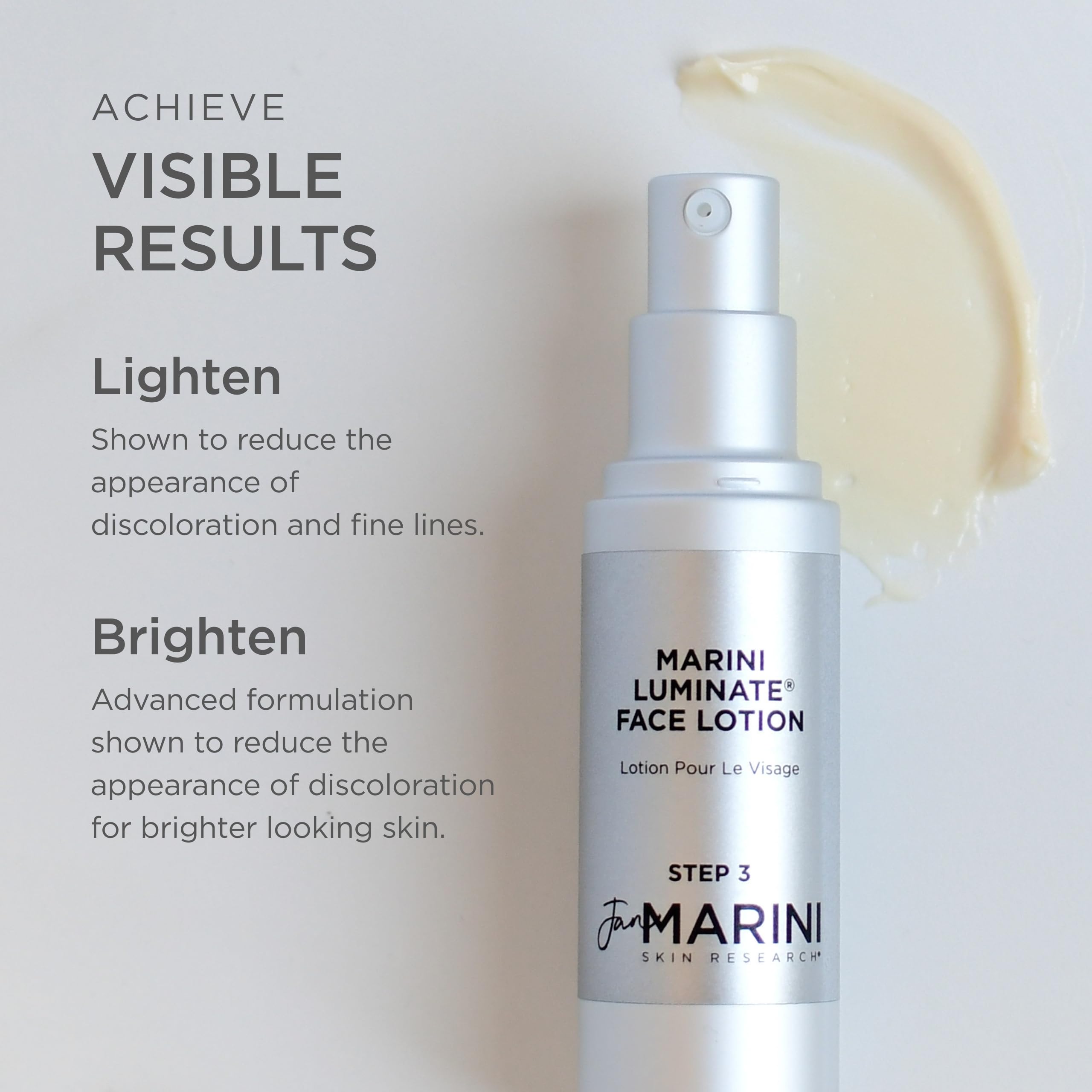 Jan Marini Luminate Face Lotion bright skin look appears luminous in product image