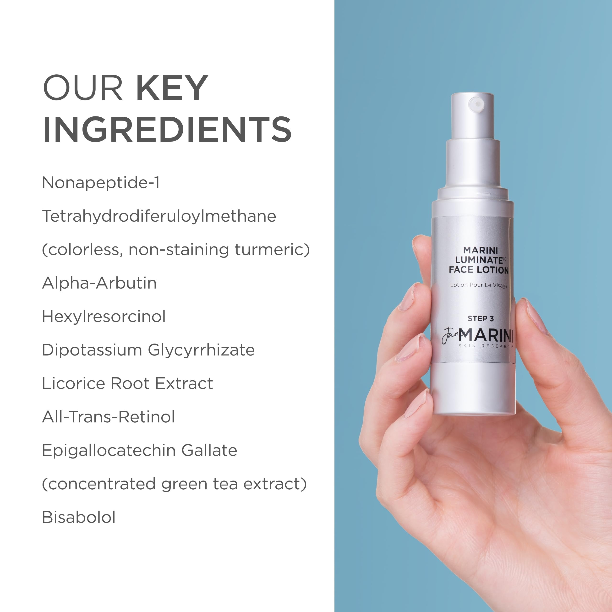 Jan Marini Luminate Face Lotion shown on neck area suggests evening tone and glow