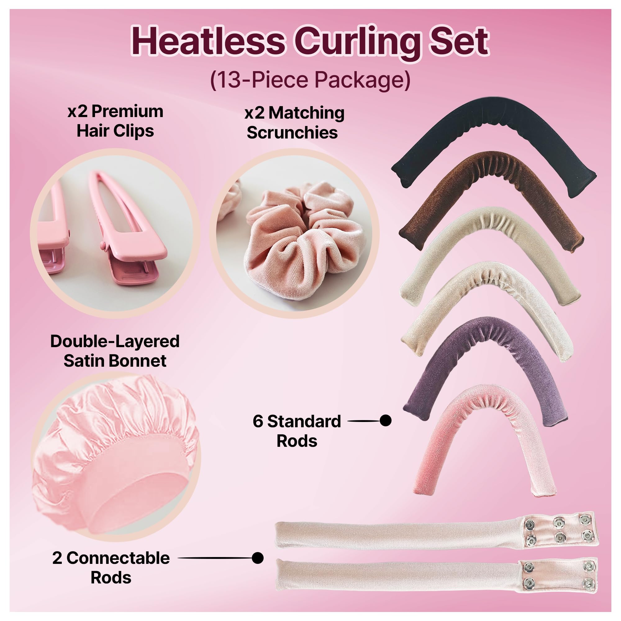 JANALIJANE full set including 8 rods showcases comprehensive heatless curling options