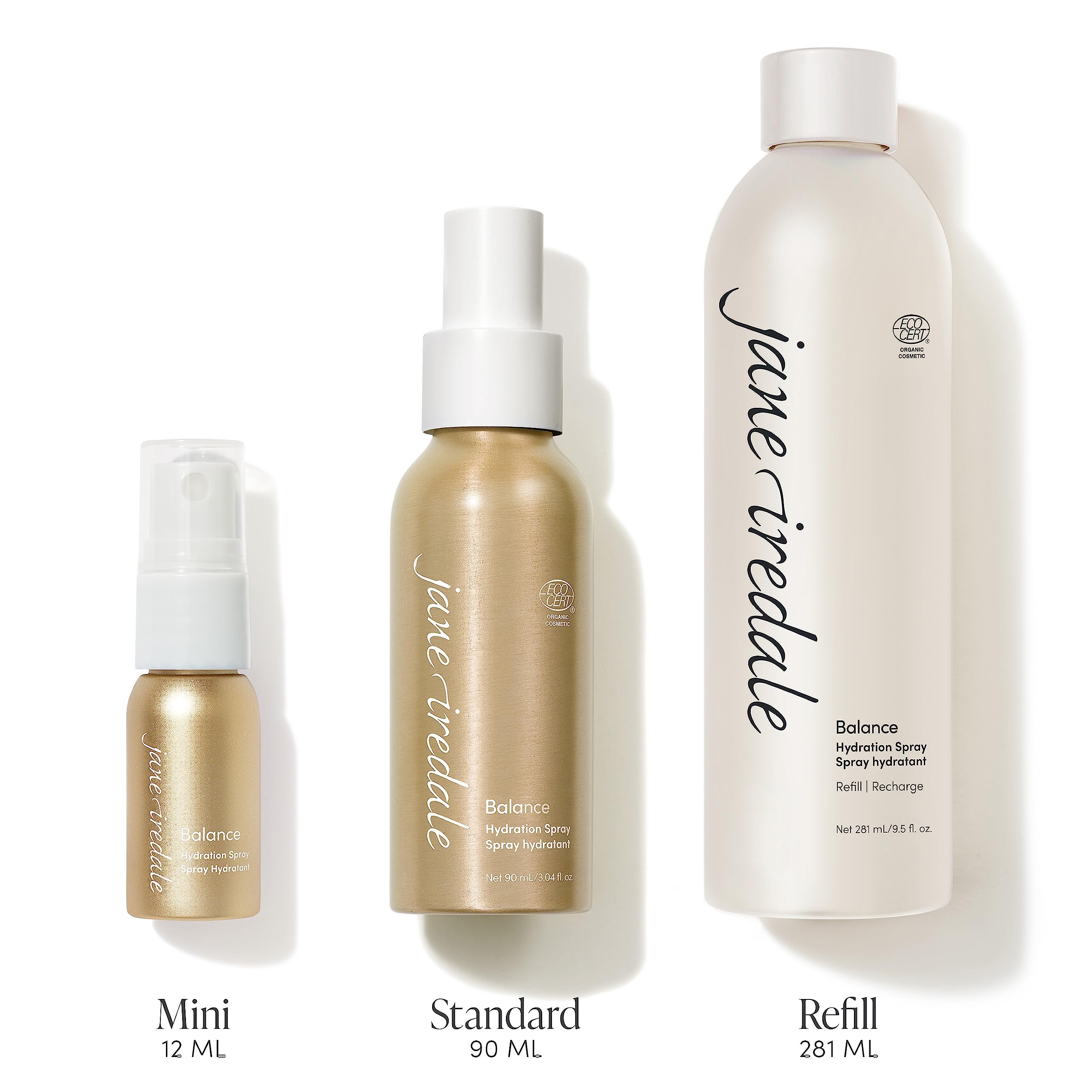 jane iredale Balance Hydration Spray shows green tea extract ingredient for soothing care
