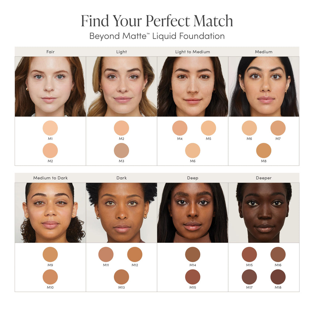 Jane Iredale Beyond Matte finish minimizes shine and pore visibility.