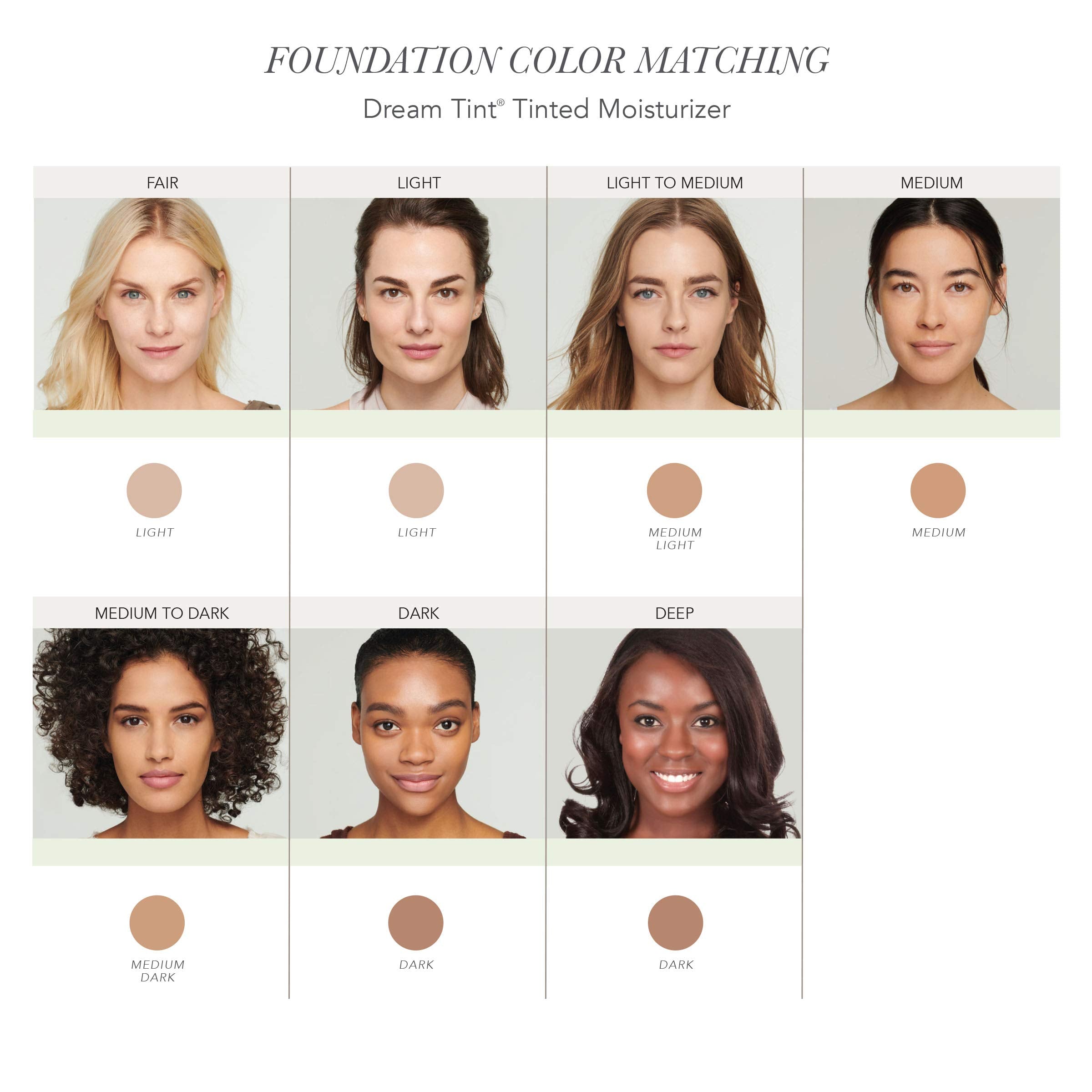 Jane Iredale Dream Tint swatch on cheek shows sheer to medium coverage.
