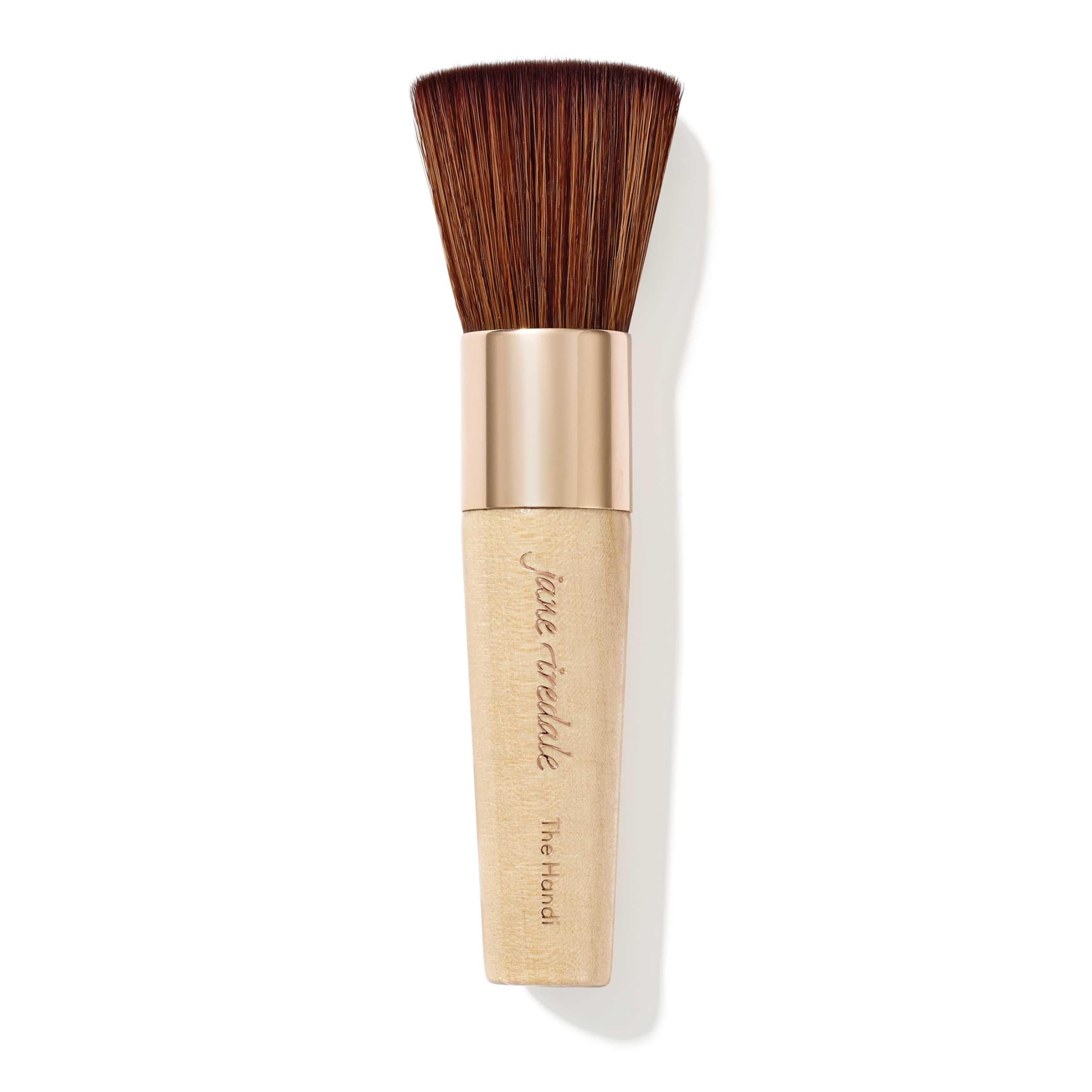 Jane Iredale Handi Brush rose gold close-up for precise blending around eyes and lips.