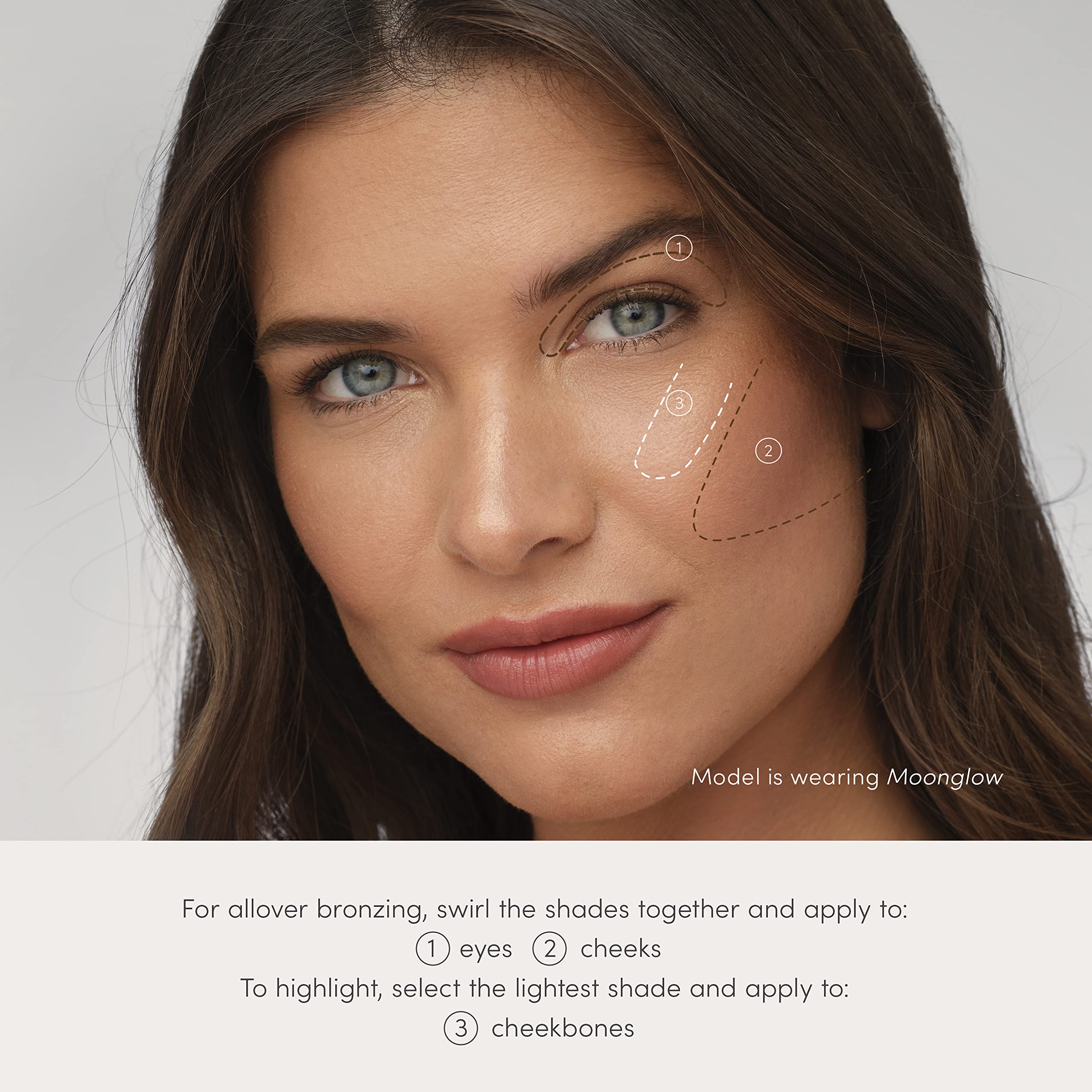 Jane Iredale PureBronze Shimmer Bronzer Palette bronzer highlighter dual-use on cheeks.