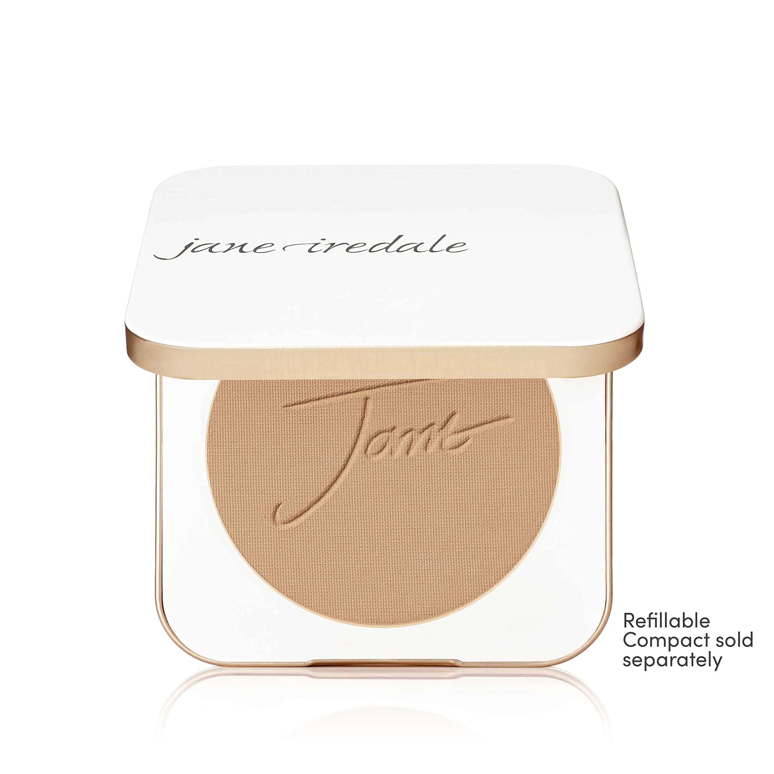 Jane Iredale PurePressed Base Refill Latte SPF coverage highlights broad-spectrum protection with a matte finish