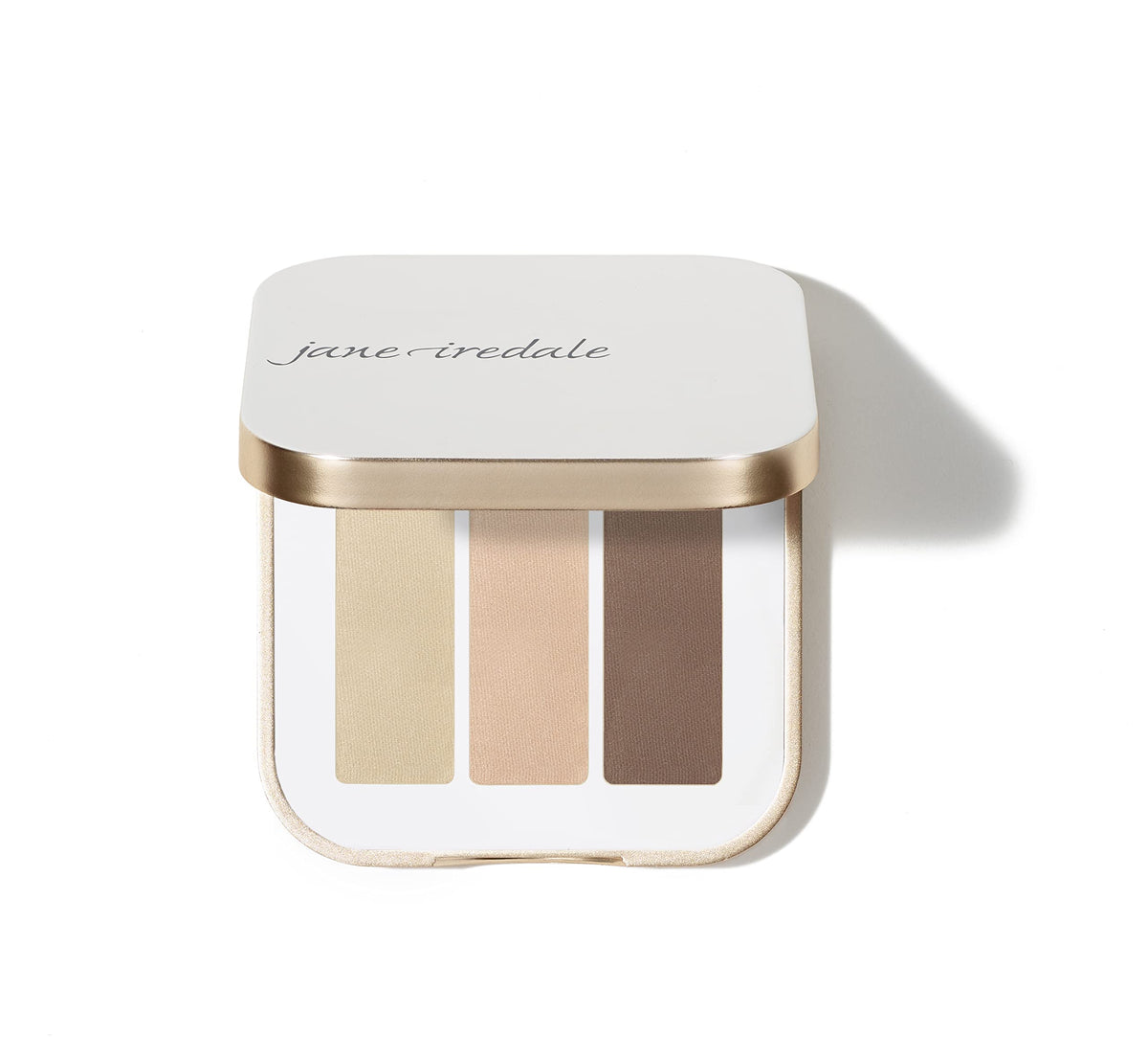 Jane Iredale PurePressed Eye Shadow Triple Sweet Spot swatches show harmonious hues for quick day looks
