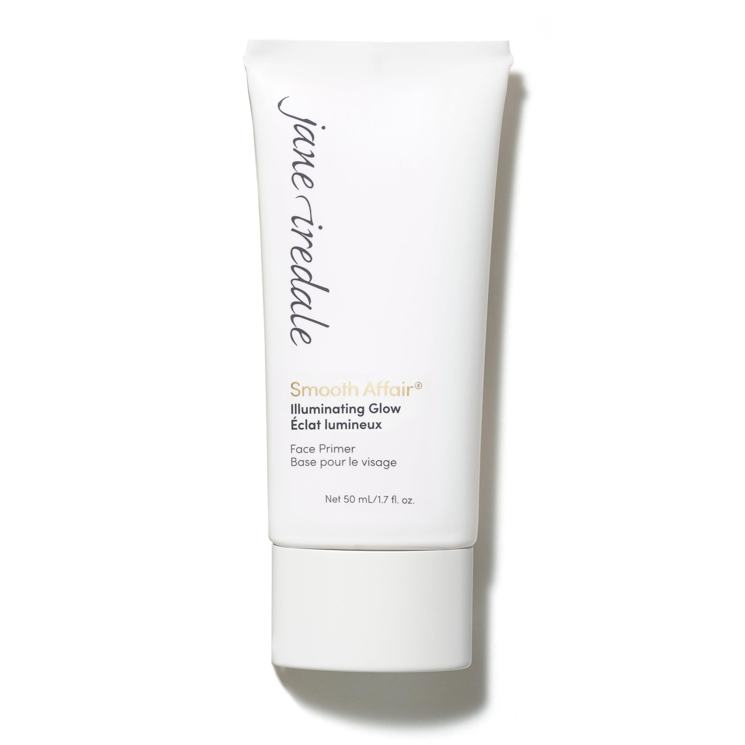 jane iredale Smooth Affair Illuminating Glow Primer bottle close-up highlights hydrating formula.