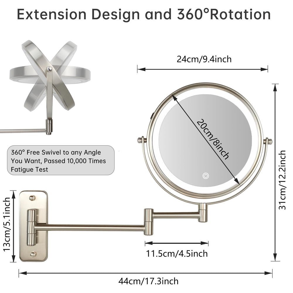 JANEEVA double-sided mirror with 1X and 10X magnification for detail work