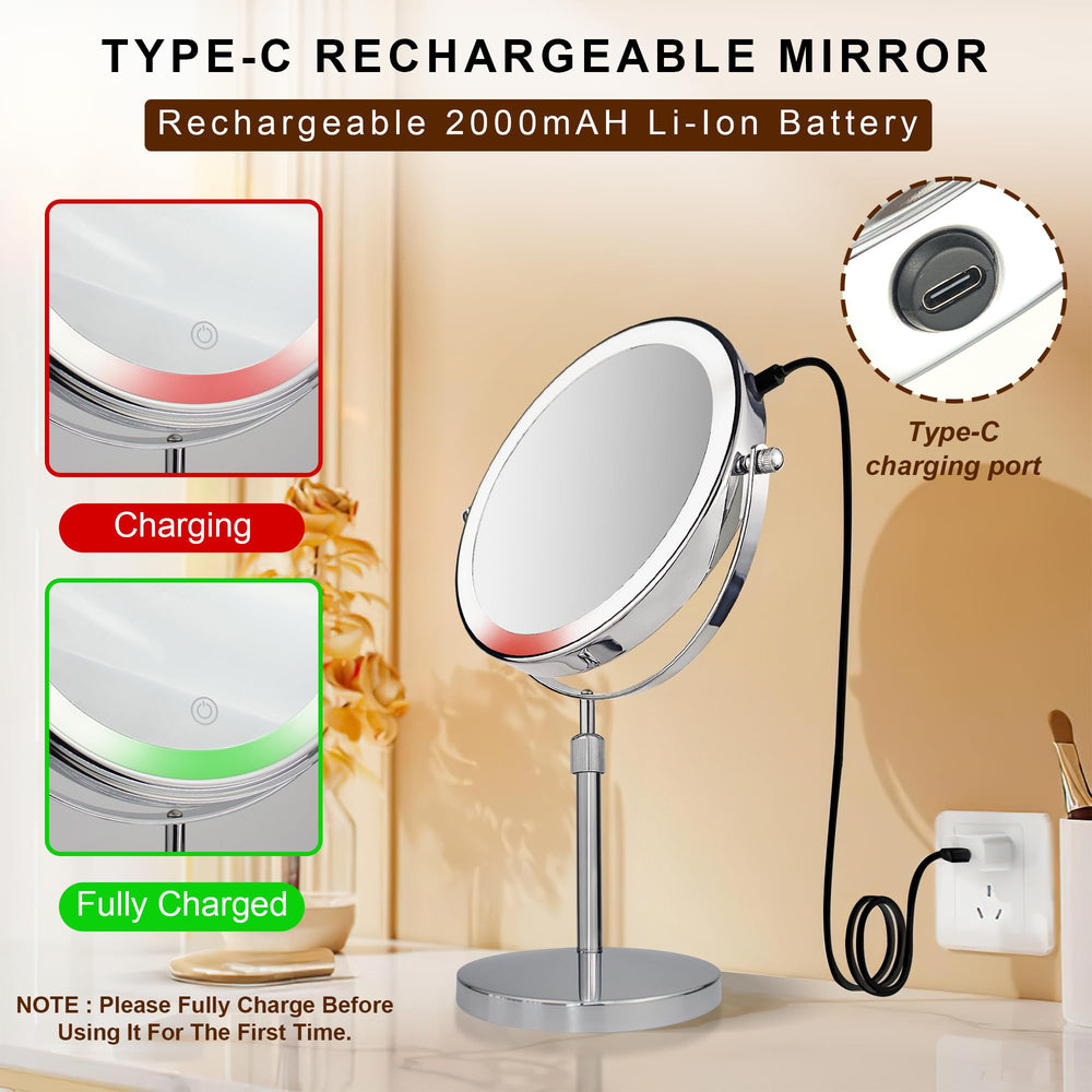 Janeeva battery-life makeup mirror lasts hours between charges for quick touch-ups