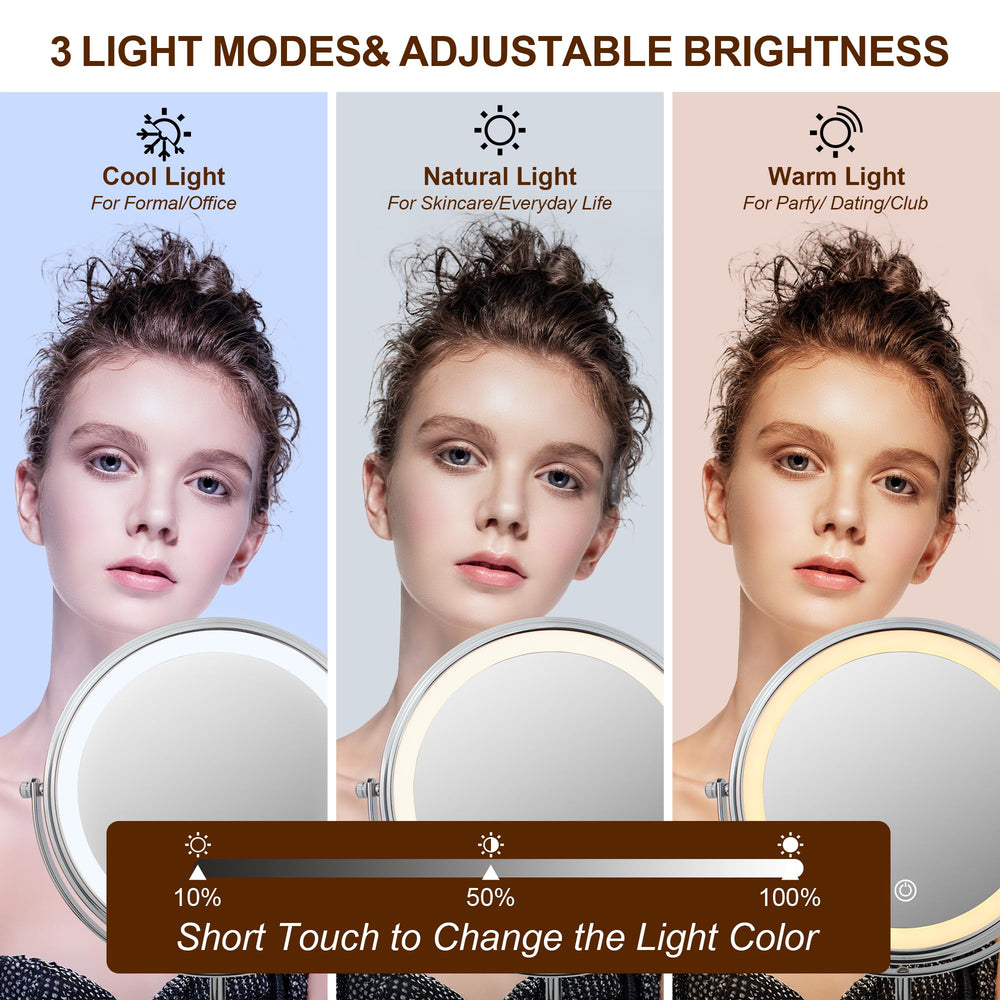Janeeva height-adjustable makeup mirror adapts to desk or vanity heights