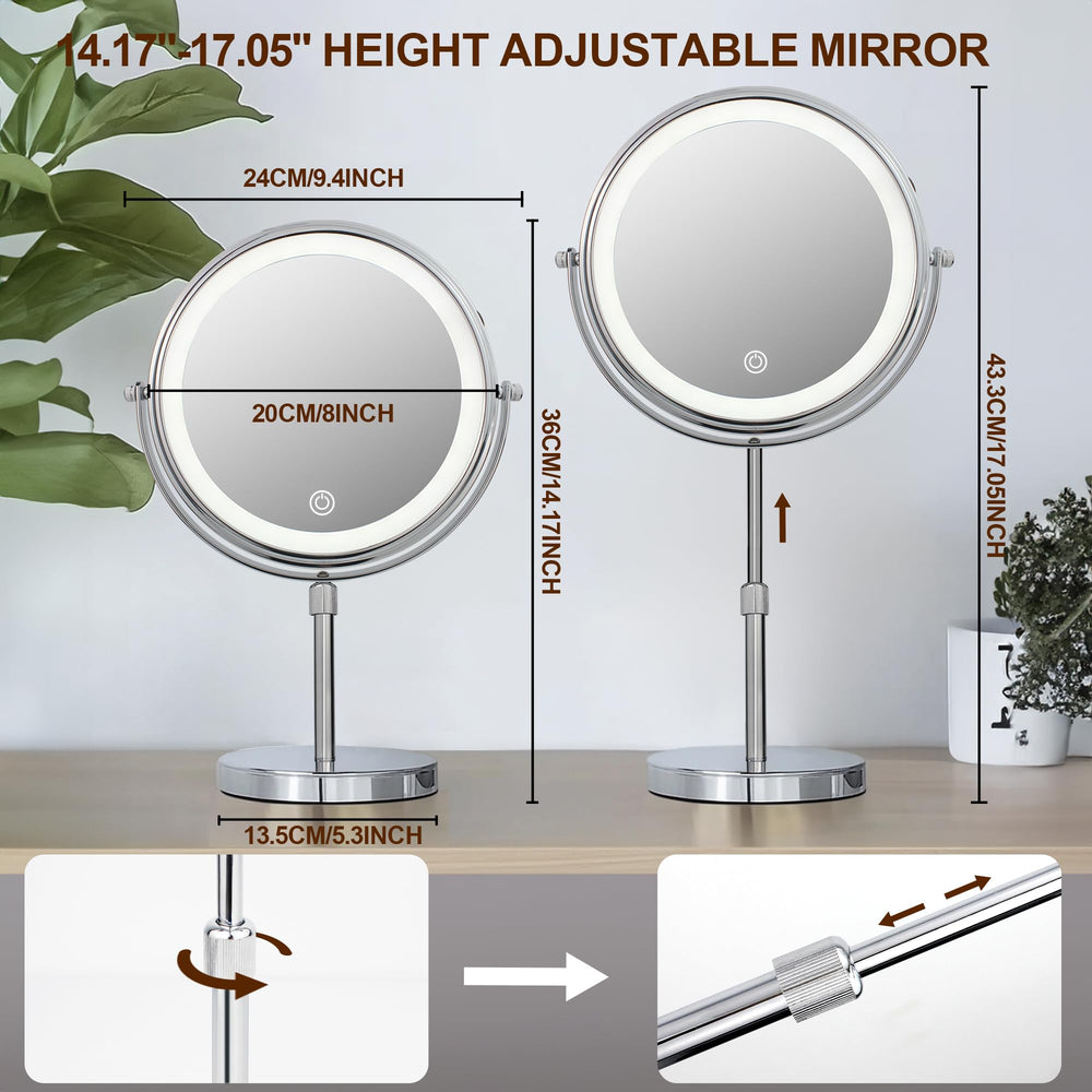 Janeeva rechargeable makeup mirror with Type-C charging for cordless convenience