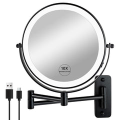 JANEEVA wall-mounted makeup mirror shown with 3 lighting modes for precise makeup
