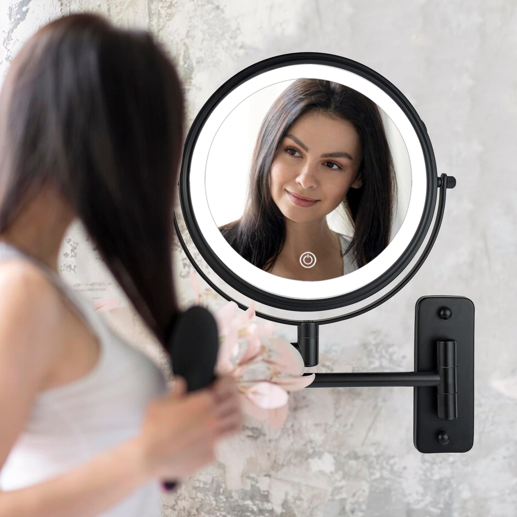 JANEEVA rechargeable mirror highlighting battery-powered use for cordless convenience