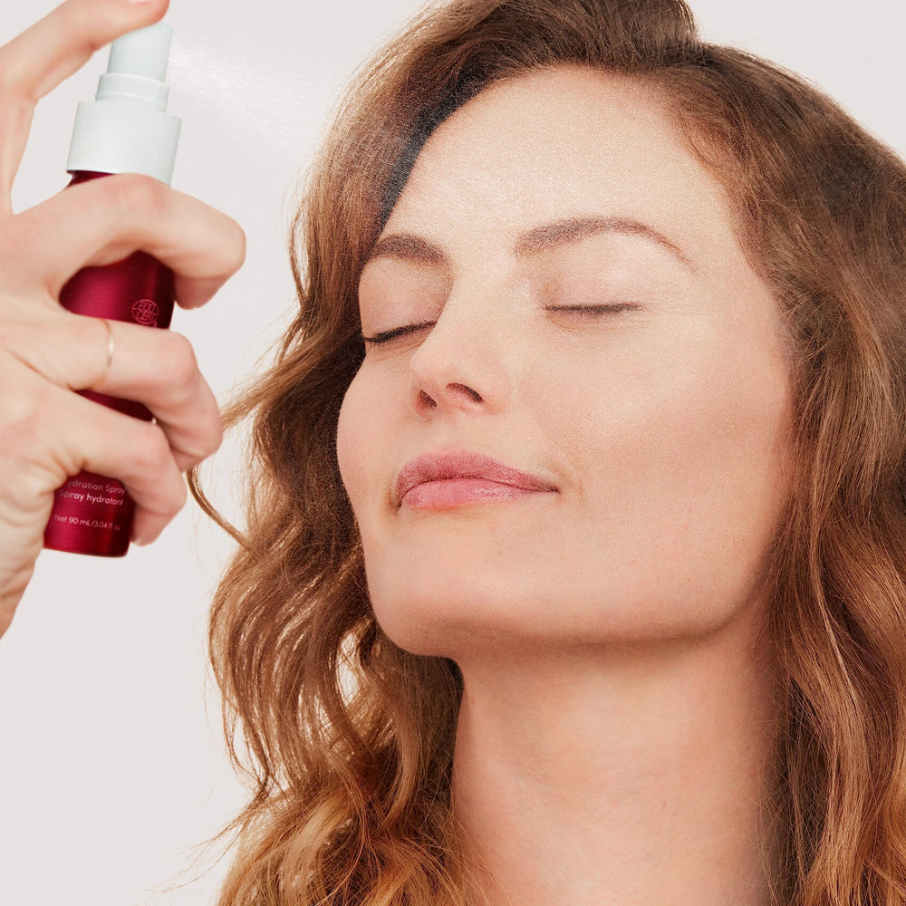 jane iredale pommisst hair static use demonstrates multi-tasking mist for hair.
