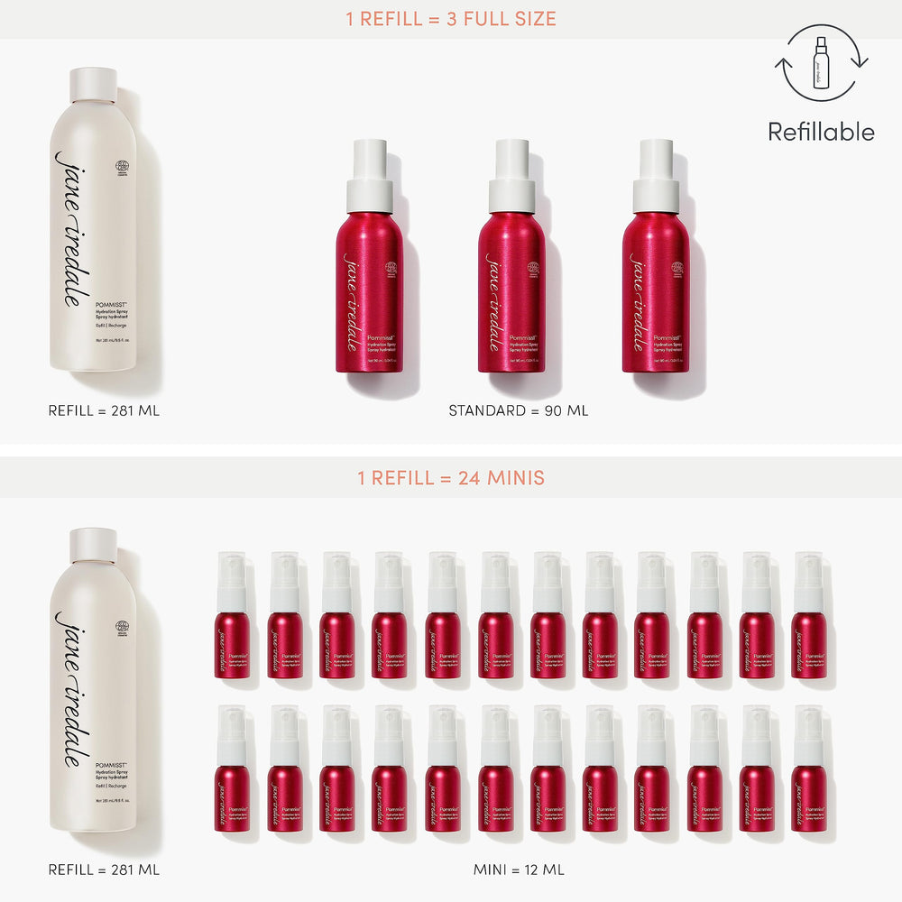 jane iredale pommisst label closeup notes natural ingredients for antioxidant support.