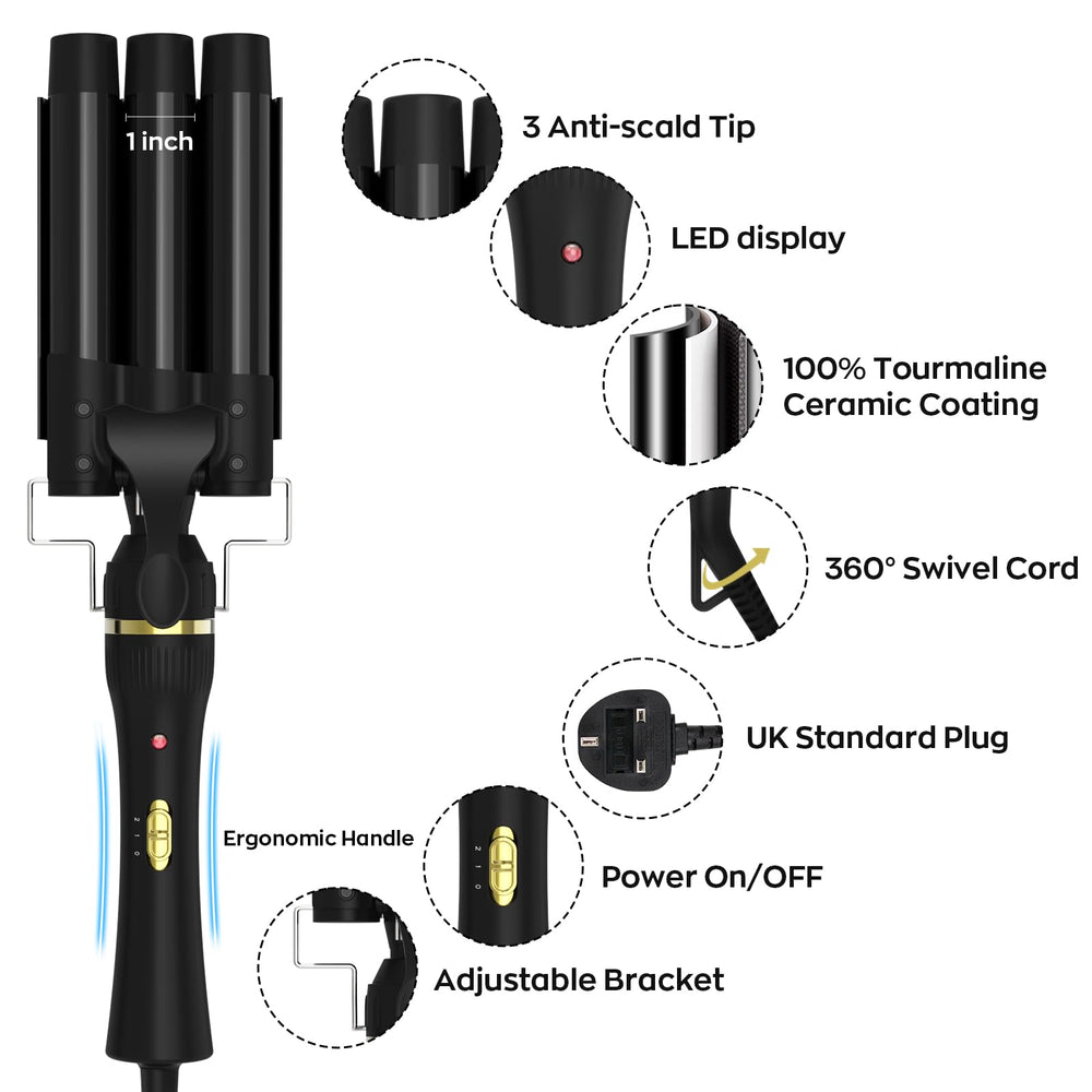 janelove heat-resistant handle shown with included glove for safe styling.