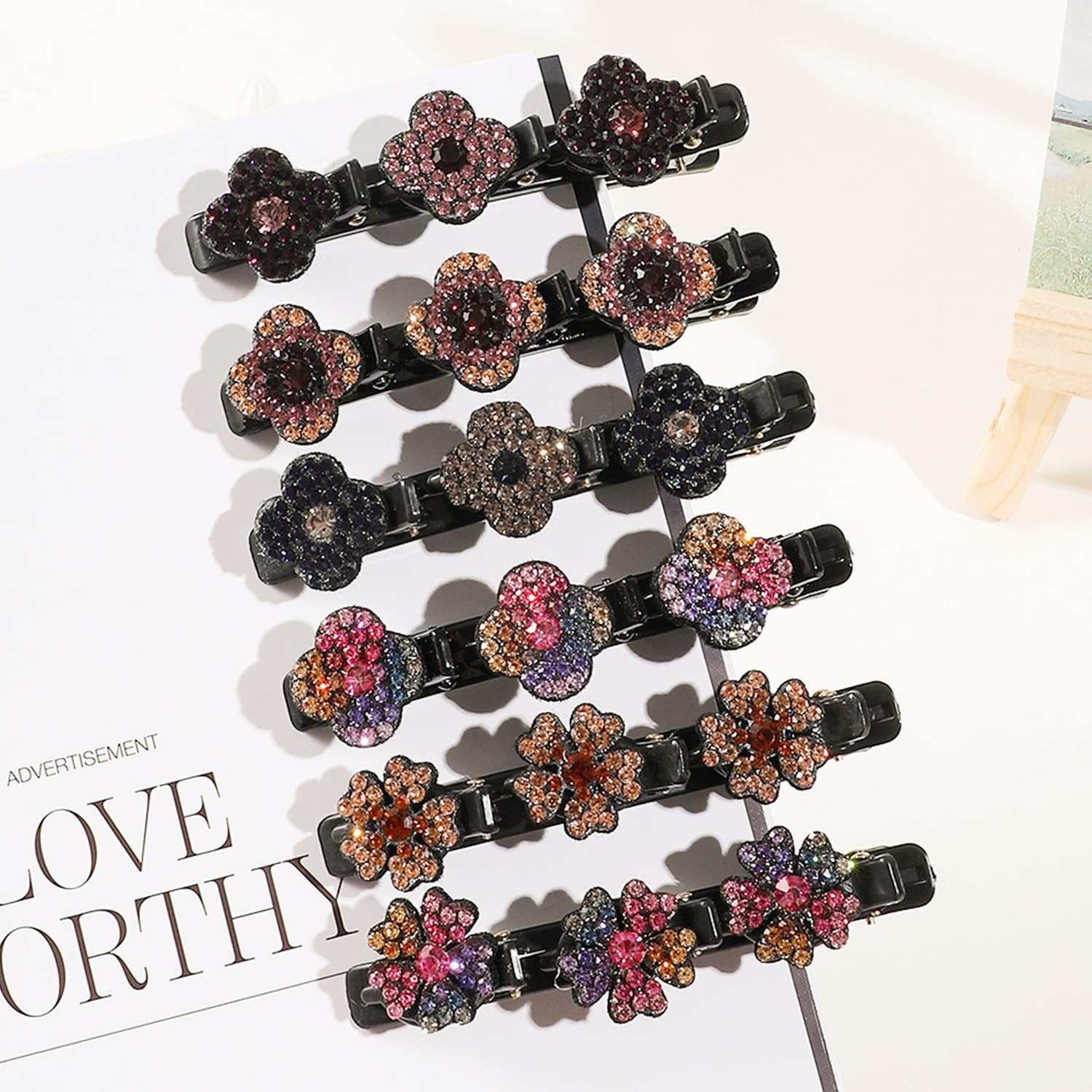 JANFUN 12pcs braided hair clip set multi-style highlights versatile styling options.