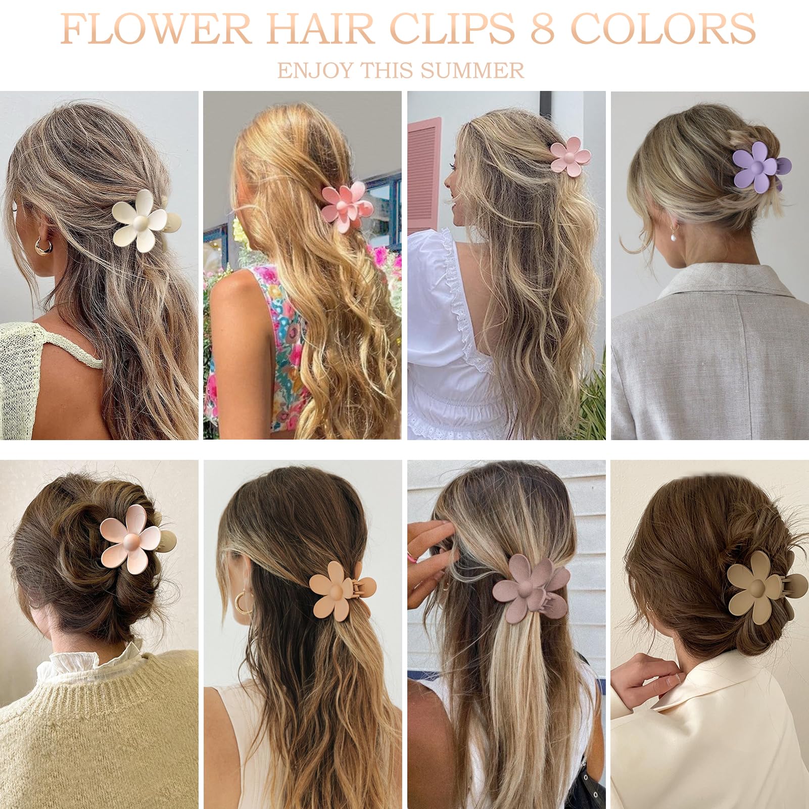 JANFUN flower clips in matte colors for versatile styling