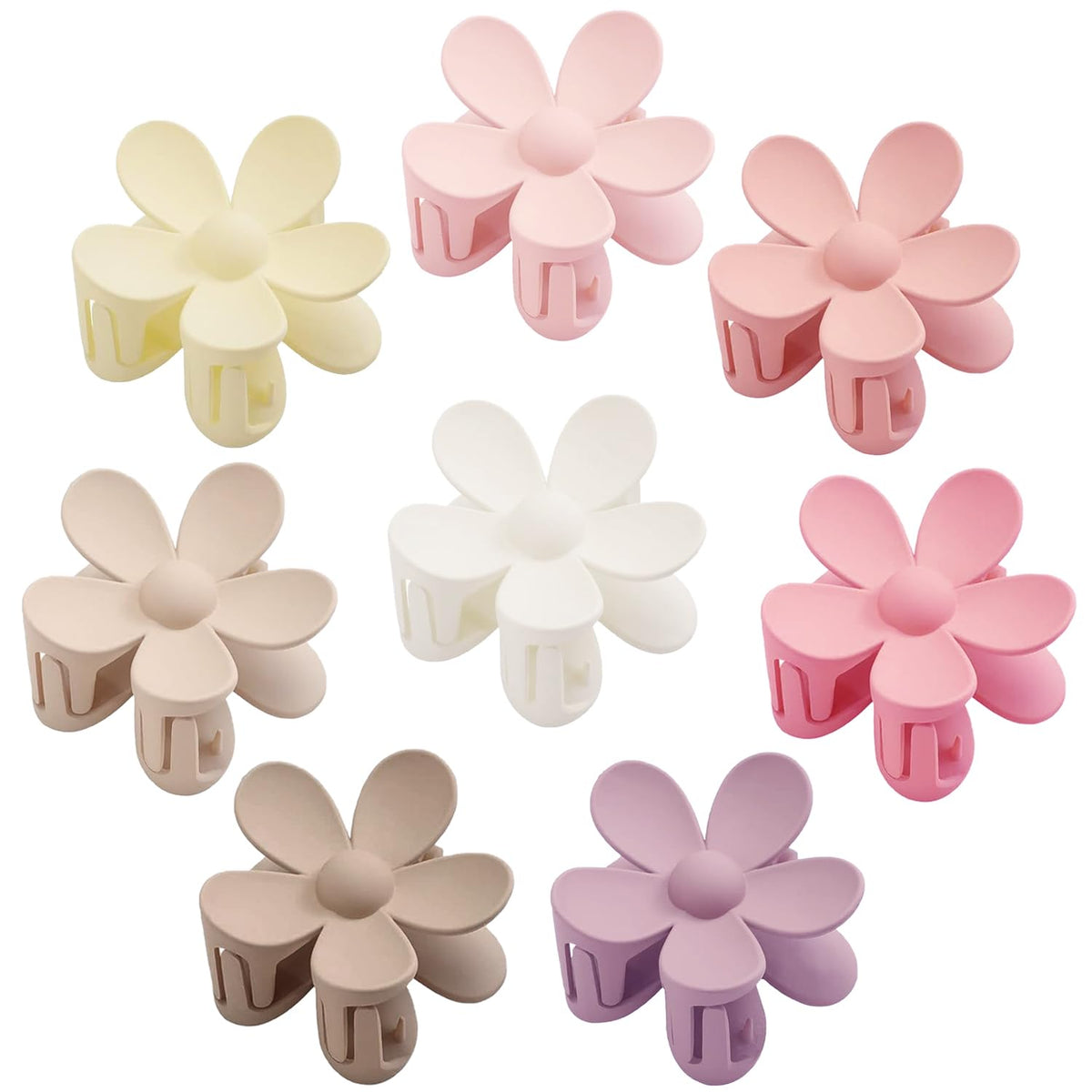 JANFUN Flower Hair Clips 8-pack close-up of interlocking teeth for secure grip