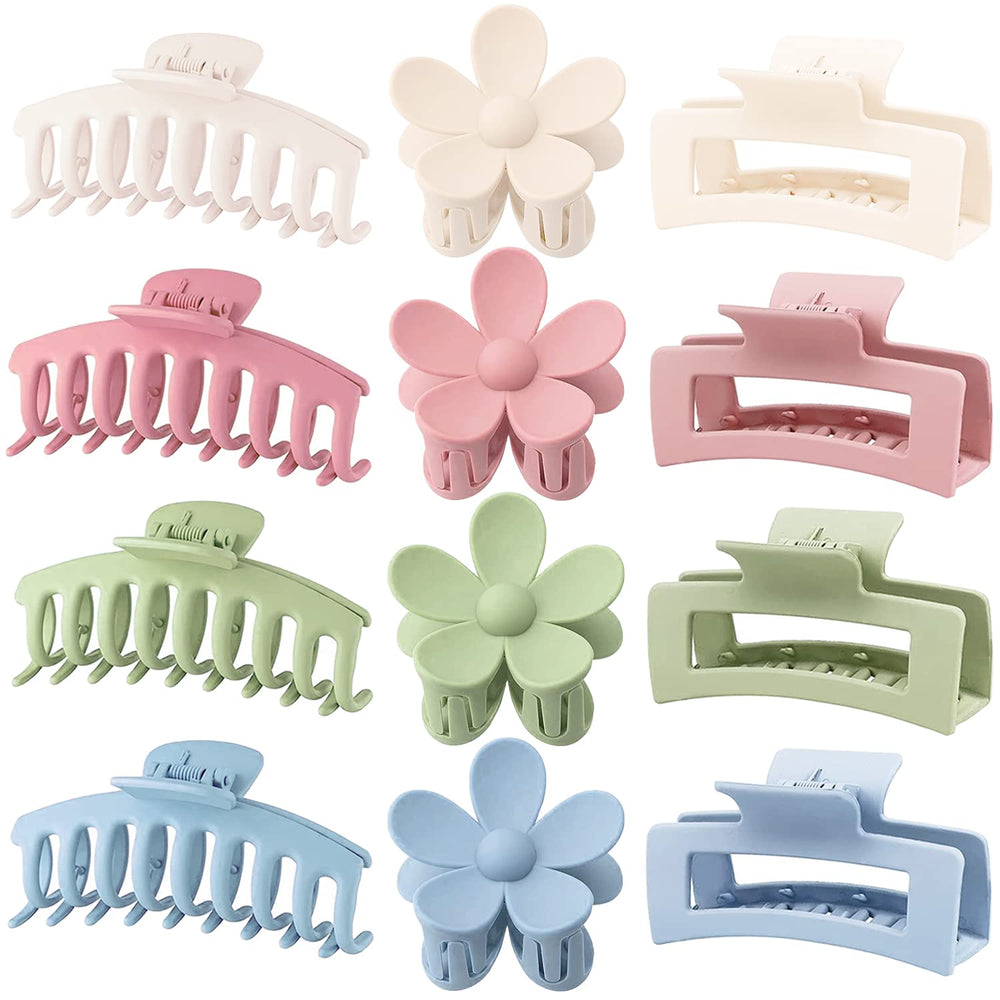 JANFUN large flower hair clip blue securely holds thick hair for daily wear