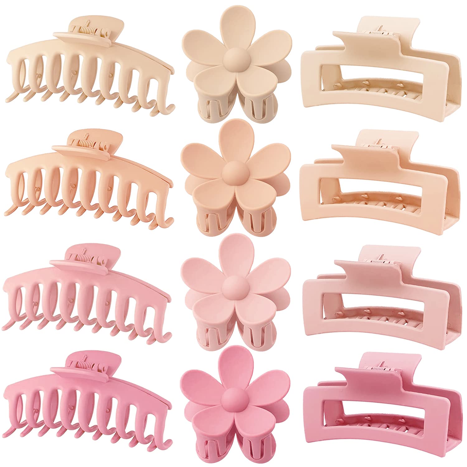 JANFUN large flower hair clip in pink offers secure hold for thick hair.