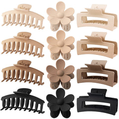JANFUN large hair claw clip rectangle flower closeup showing strong hold for thick hair