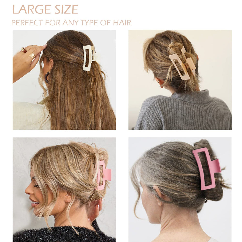 JANFUN rectangle clip in hair demonstrates non-slip hold.