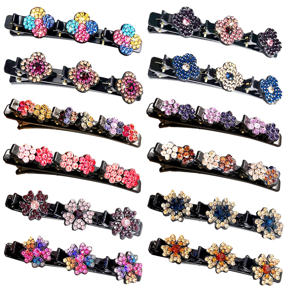 JANFUN sparkling crystal braided hair clip closeup shows radiant shine for everyday elegance.
