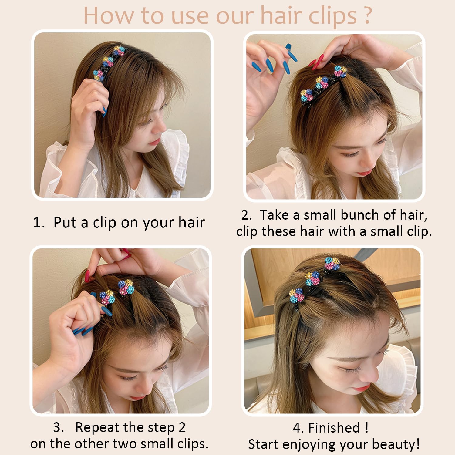 JANFUN three small clips attached braided-style clip offers flexible, creative updos.