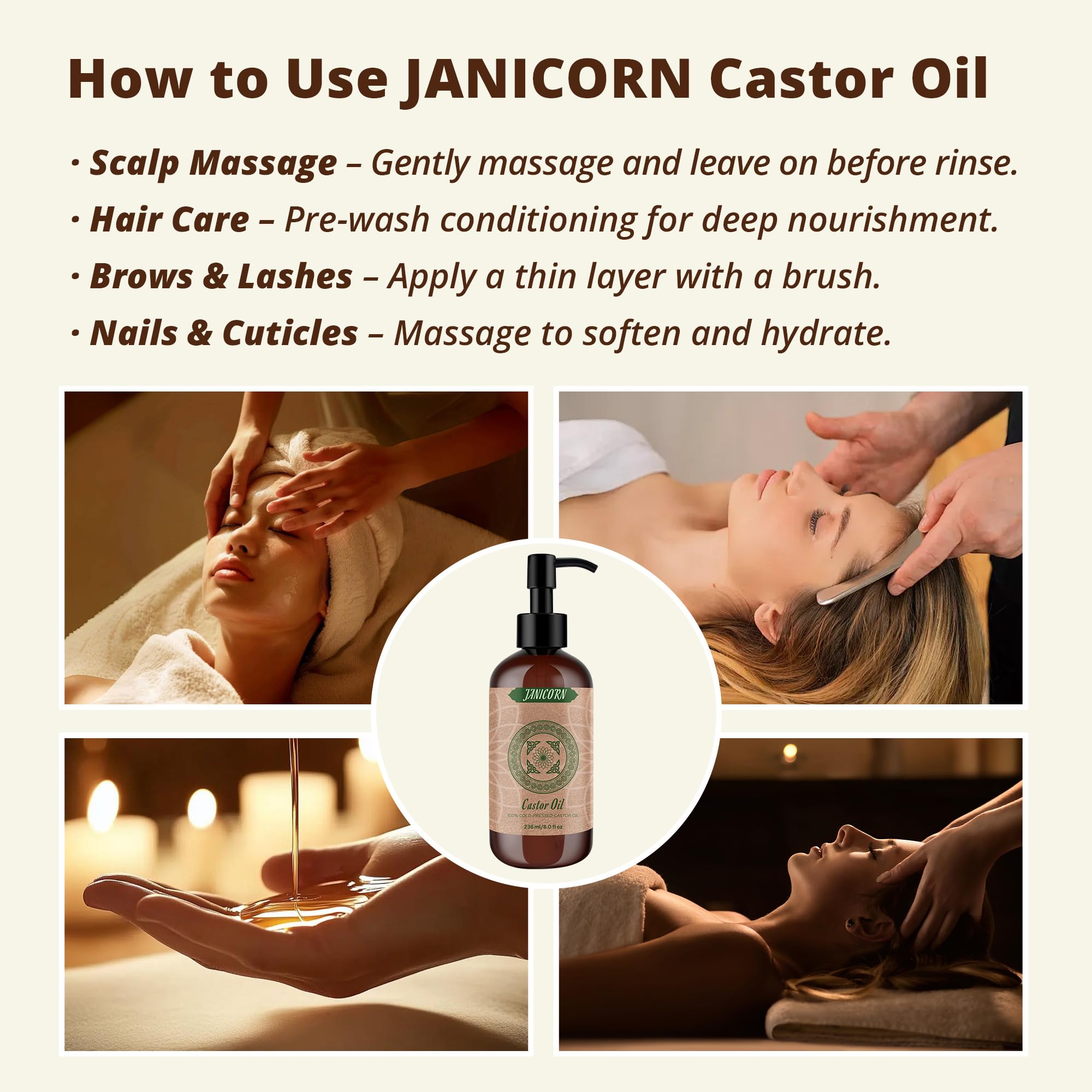 JANICORN castor oil used in a DIY castor oil pack for hydration.