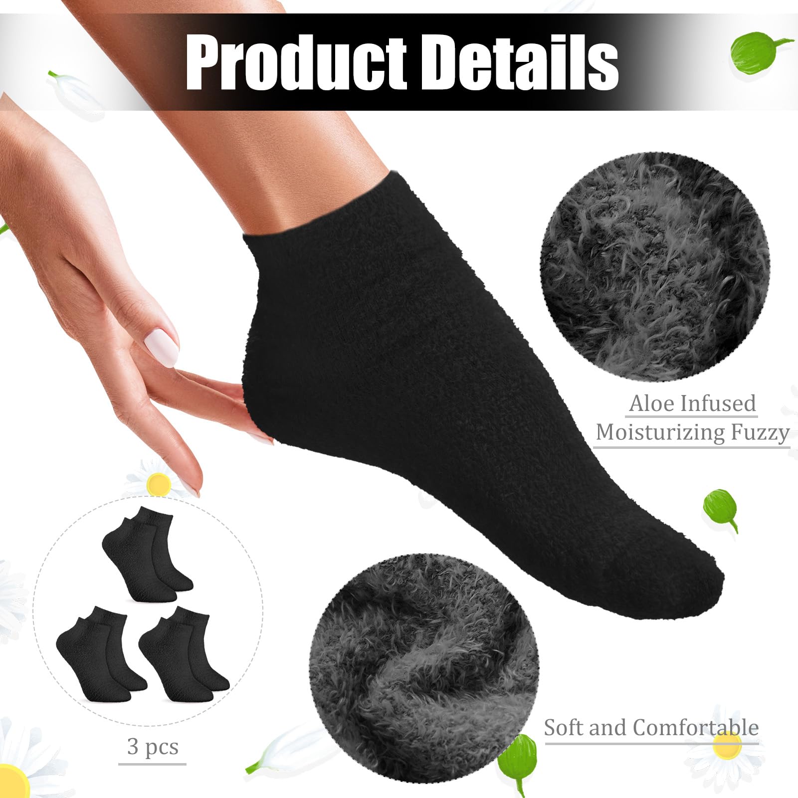 Janmercy Aloe Socks plush polyester fabric for everyday softness.