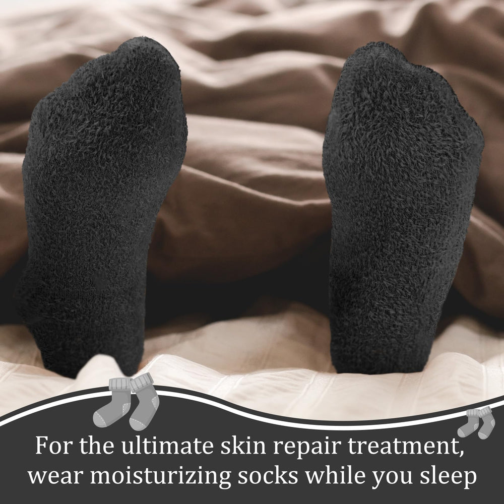 Janmercy Aloe Socks worn at night for a soothing routine.