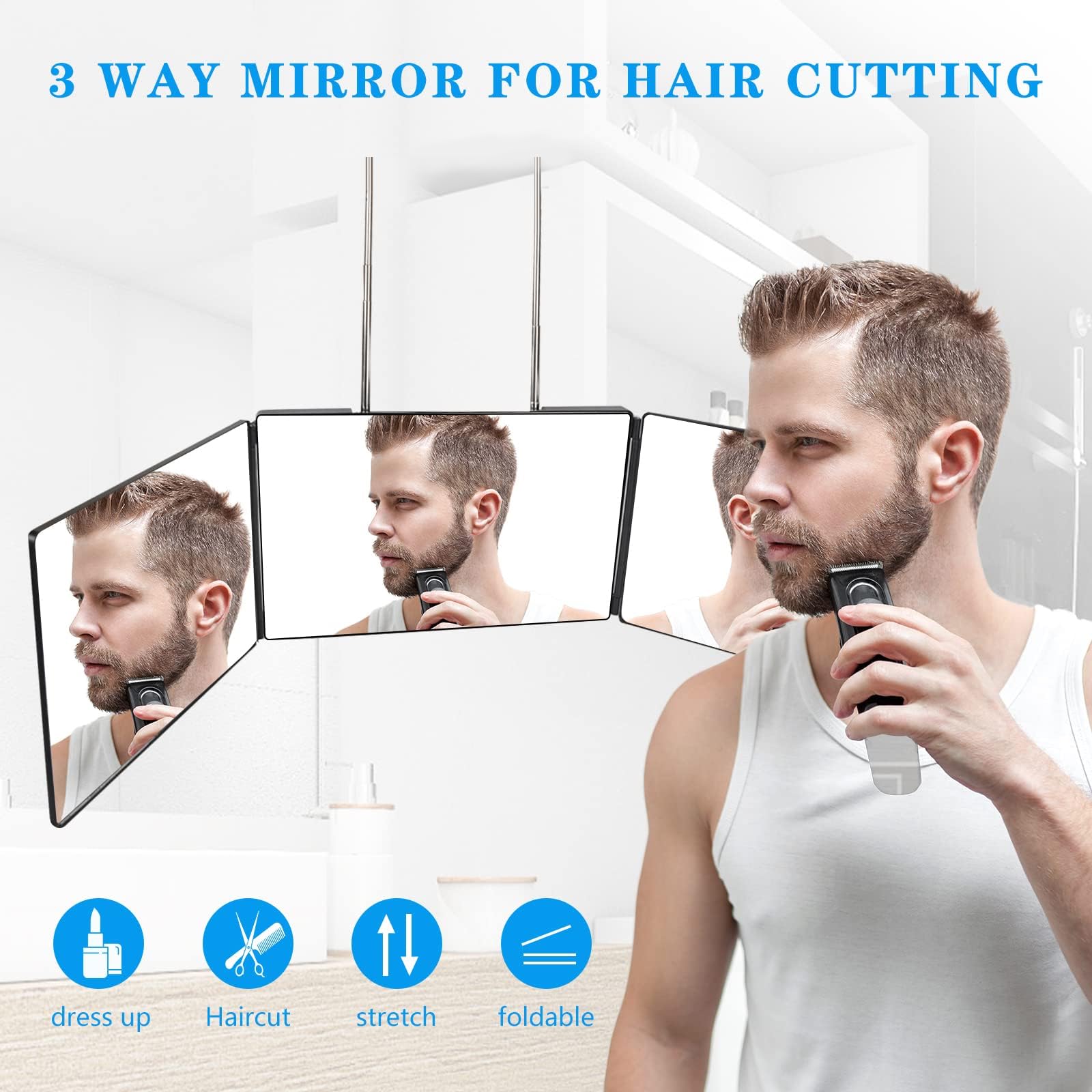 JANMPASK 3 Way Mirror 10x magnification aids precision checking during makeup or grooming.